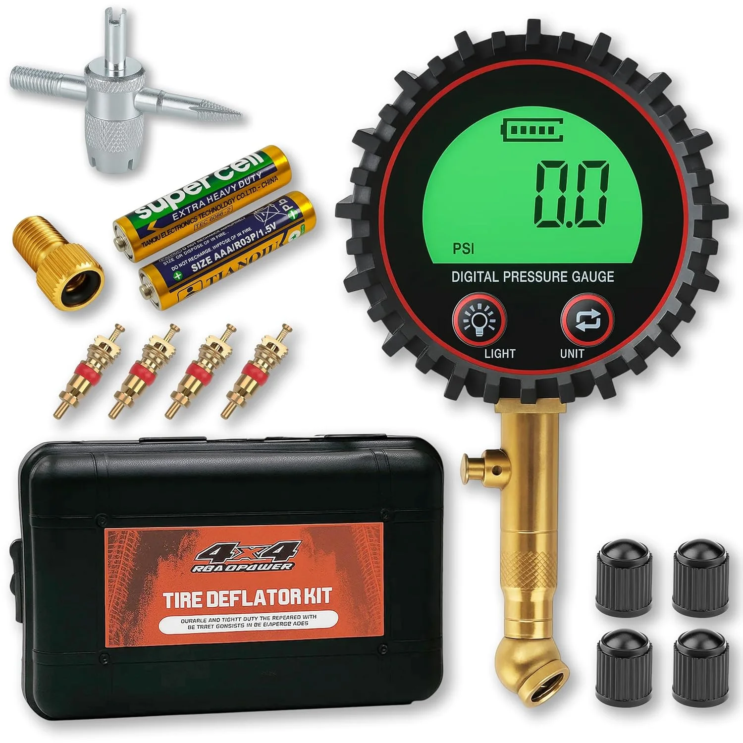 تنظیم کننده دیجیتال فشار باد لاستیک ROADPOWER با قدرت بالا 200 PSI، 4 حالت، با LCD دارای نور پس زمینه، کیت تخلیه سریع باد لاستیک خودروهای آفرود 4x4 با دکمه رهاسازی دقیق، برای ماشین، کامیون، موتور سیکلت...، مدل: RP-TG-440 تنظیم کننده دیجیتال فشار باد لاستیک ROADPOWER با قدرت بالا 200 PSI، 4 حالت، با LCD دارای نور پس زمینه، کیت تخلیه سریع باد لاستیک خودروهای آفرود 4x4 با دکمه رهاسازی دقیق، برای ماشین، کامیون، موتور سیکلت...، مدل: RP-TG-440