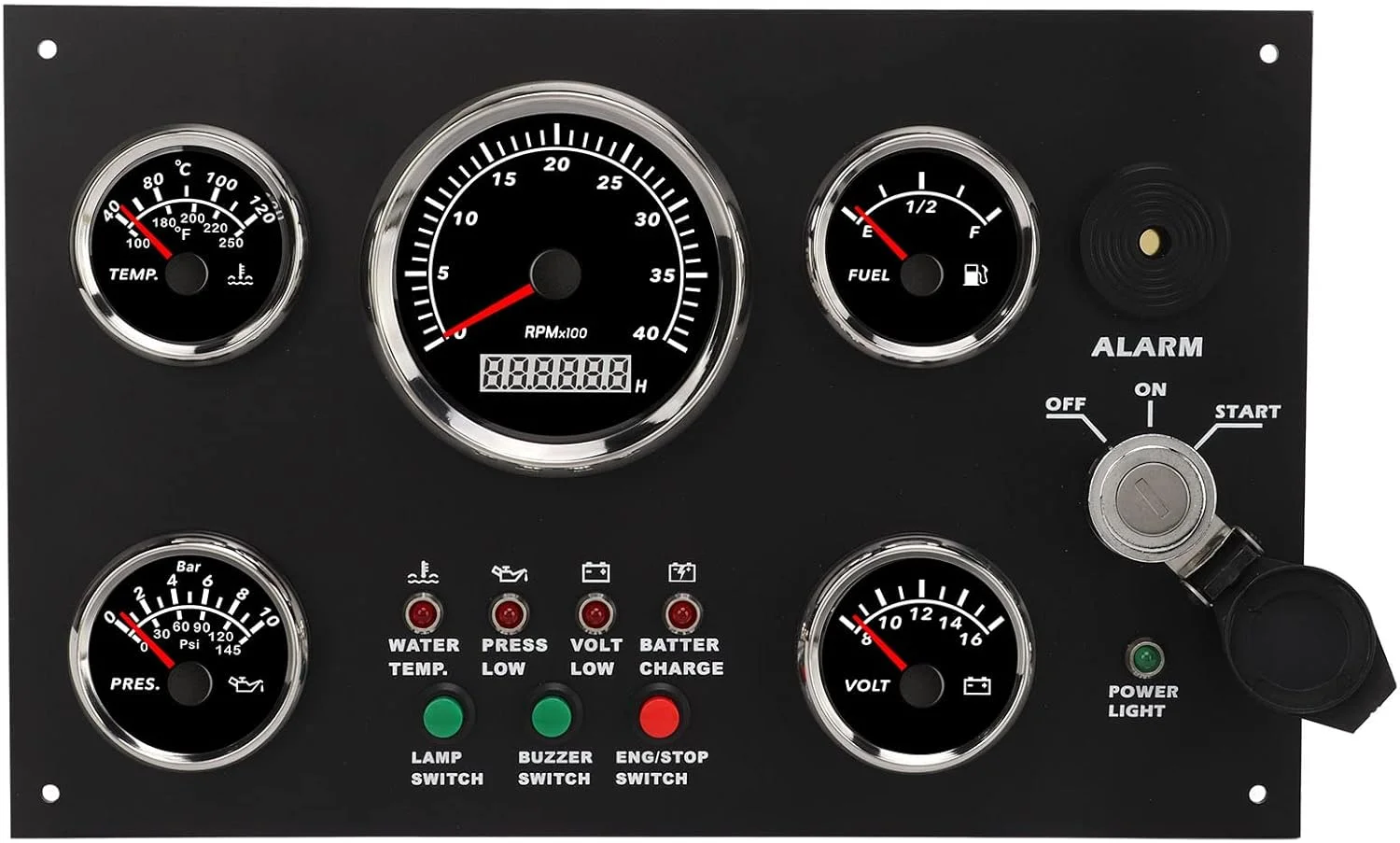 مجموعه نشانگر دیجیتال، پنل نشانگر ولتاژ روغن آب 52 میلیمتری 82 میلیمتری با فشار روغن، نمایشگر سرعت موتور IP67 ضد آب 5 مجموعه نشانگر داشبورد برای قایق، قایق تفریحی و غیره مجموعه نشانگر دیجیتال، پنل نشانگر ولتاژ روغن آب 52 میلیمتری 82 میلیمتری با فشار روغن، نمایشگر سرعت موتور IP67 ضد آب 5 مجموعه نشانگر داشبورد برای قایق، قایق تفریحی و غیره