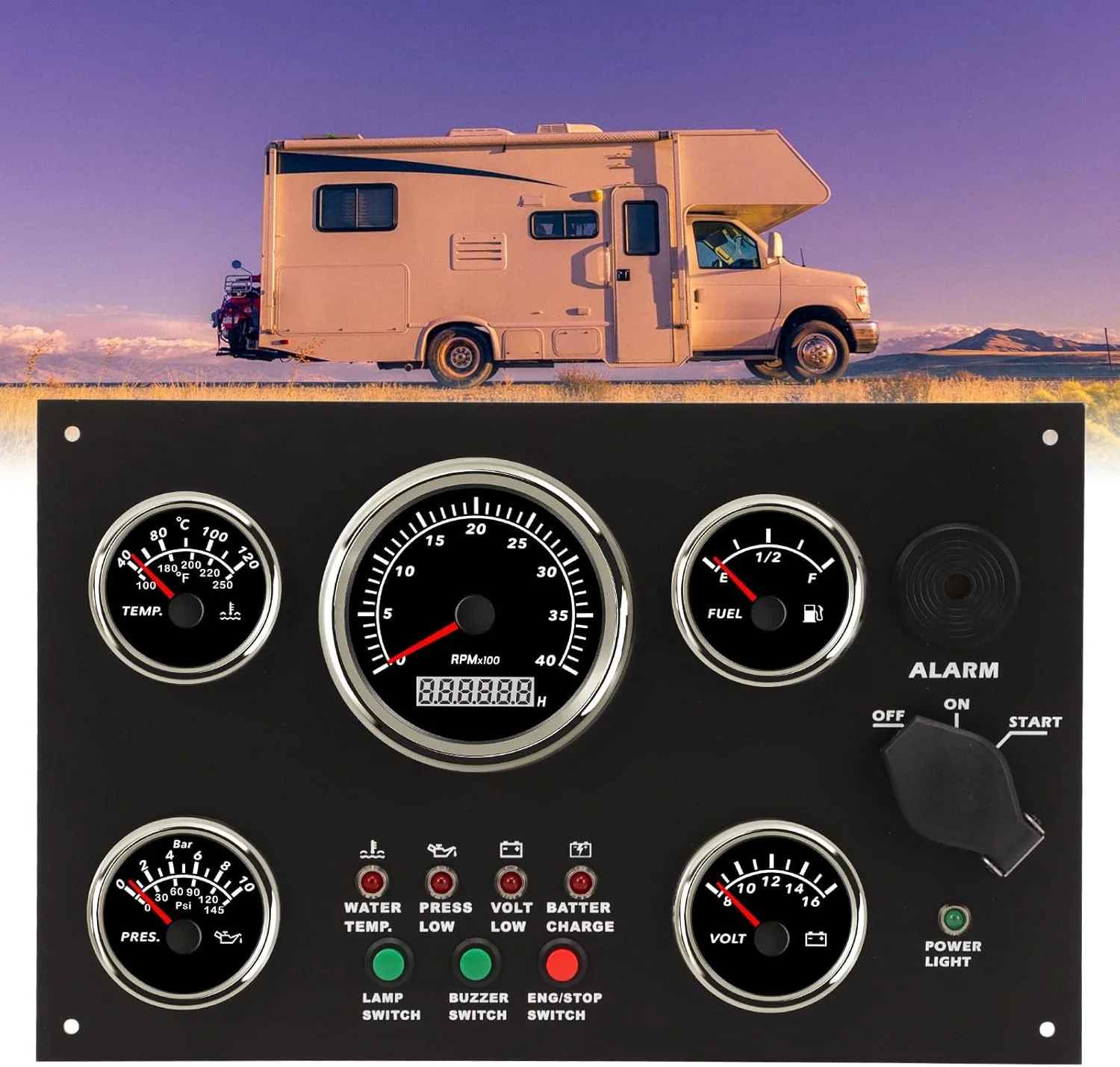 مجموعه نشانگر دیجیتال، پنل نشانگر ولتاژ روغن آب 52 میلیمتری 82 میلیمتری با فشار روغن، نمایشگر سرعت موتور IP67 ضد آب، مجموعه 5 نشانگر داشبورد برای قایق، قایق تفریحی و غیره مجموعه نشانگر دیجیتال، پنل نشانگر ولتاژ روغن آب 52 میلیمتری 82 میلیمتری با فشار روغن، نمایشگر سرعت موتور IP67 ضد آب، مجموعه 5 نشانگر داشبورد برای قایق، قایق تفریحی و غیره