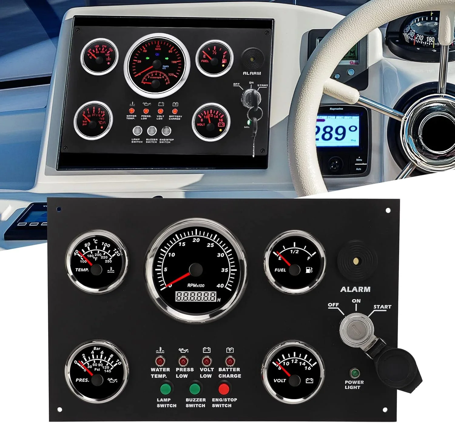 مجموعه نشانگر دیجیتال، پنل نشانگر ولتاژ روغن آب 52 میلیمتری 82 میلیمتری با فشار روغن، نمایشگر سرعت موتور IP67 ضد آب، مجموعه 5 نشانگر داشبورد برای قایق، قایق تفریحی و غیره مجموعه نشانگر دیجیتال، پنل نشانگر ولتاژ روغن آب 52 میلیمتری 82 میلیمتری با فشار روغن، نمایشگر سرعت موتور IP67 ضد آب، مجموعه 5 نشانگر داشبورد برای قایق، قایق تفریحی و غیره