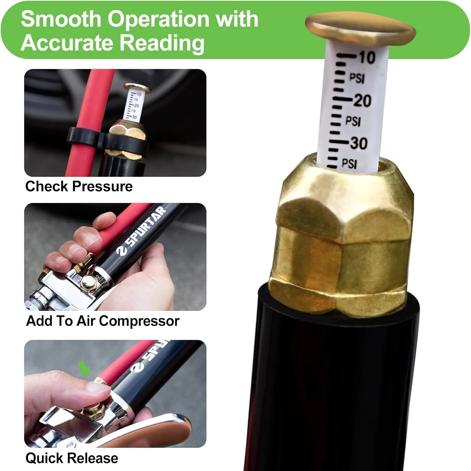 دستگاه تنظیم باد لاستیک خودرو Spurtar با فشار 10-120 PSI به همراه ابزار 4 طرفه و هسته های والف، تفنگ فشار لاستیک با شلنگ هوا 12 اینچی برای کامیون، موتور سیکلت و دوچرخه دستگاه تنظیم باد لاستیک خودرو Spurtar با فشار 10-120 PSI به همراه ابزار 4 طرفه و هسته های والف، تفنگ فشار لاستیک با شلنگ هوا 12 اینچی برای کامیون، موتور سیکلت و دوچرخه