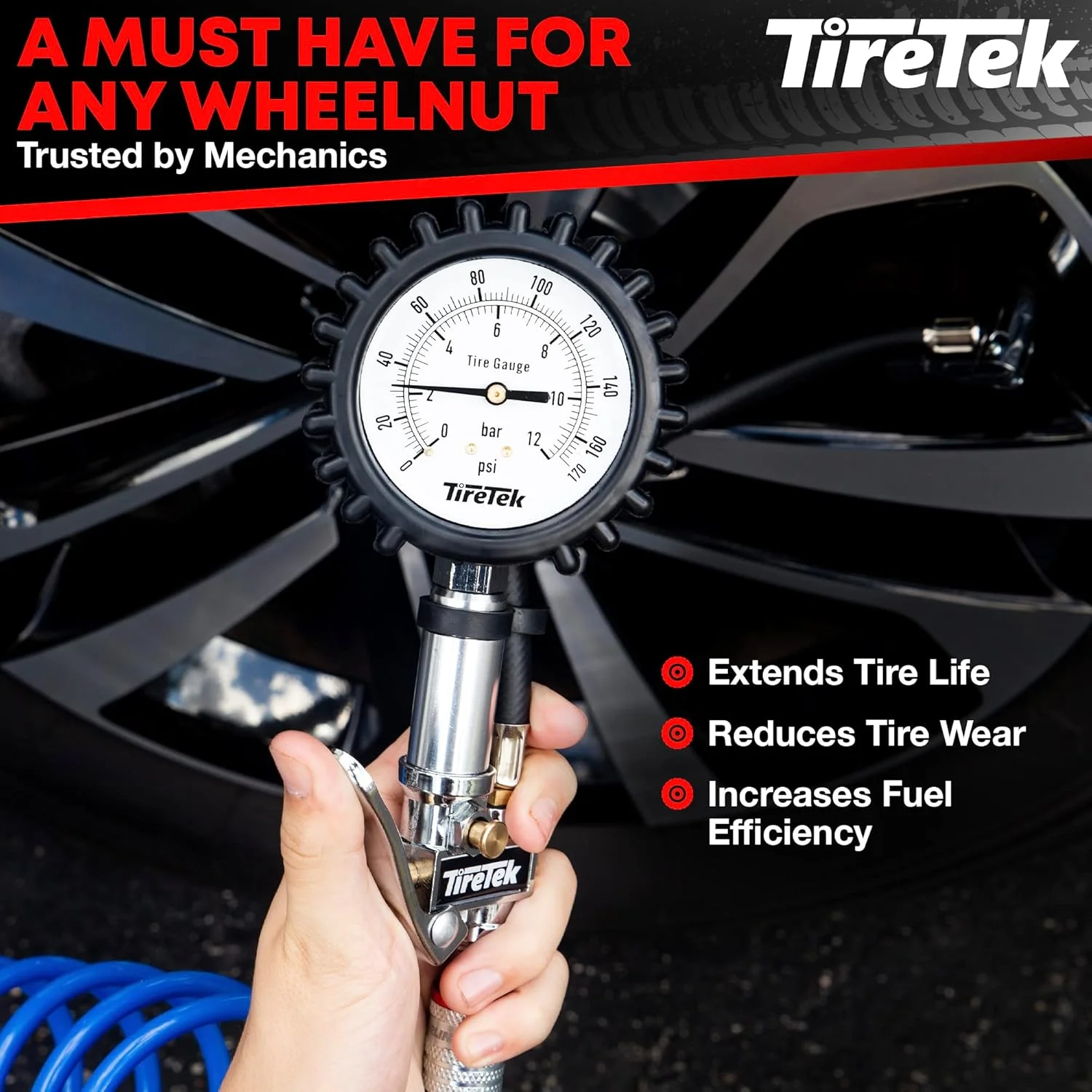 فشارسنج تایر TIRETEK با قابلیت باد کردن (170 PSI) - فشارسنج هوا برای تایرها - اتصال بادکننده تایر کمپرسور هوا فشارسنج تایر TIRETEK با قابلیت باد کردن (170 PSI) - فشارسنج هوا برای تایرها - اتصال بادکننده تایر کمپرسور هوا