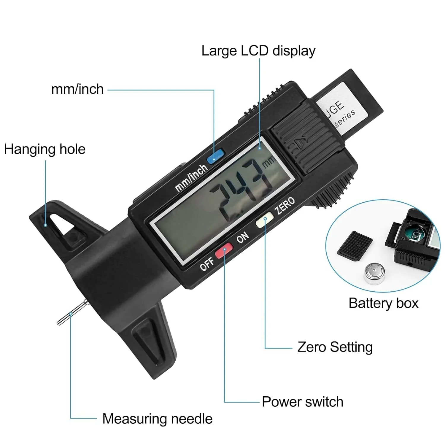 عمق سنج آج تایر OSHIMA، عمق سنج دیجیتال آج تایر با صفحه نمایش LCD، 0-25.6 میلی متر، خواندن آسان، اندازه قابل حمل، مناسب برای اتومبیل، کامیون، موتور سیکلت عمق سنج آج تایر OSHIMA، عمق سنج دیجیتال آج تایر با صفحه نمایش LCD، 0-25.6 میلی متر، خواندن آسان، اندازه قابل حمل، مناسب برای اتومبیل، کامیون، موتور سیکلت