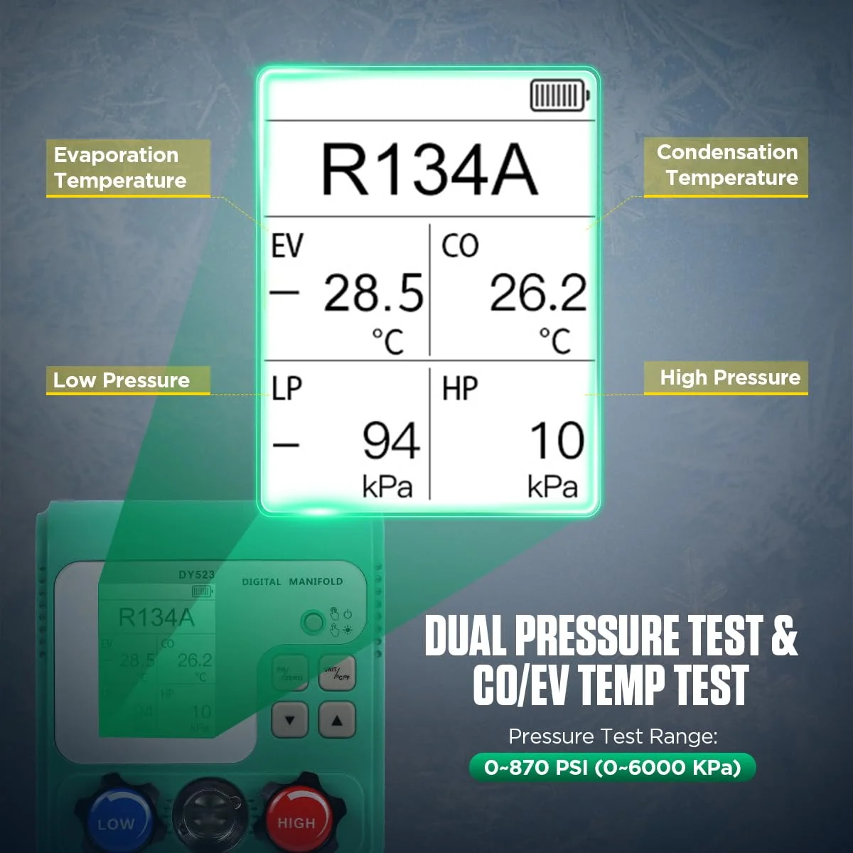 گیج HVAC یوانری، گیج دیجیتال مانیفولد 92 مبرد، مجموعه گیج مانیفولد HVAC گیج های R134A R410A، کیت گیج های AC با شیلنگ، تست فشار و خلاء گیج دیجیتال مبرد با صفحه نمایش رنگی HD 2.4 اینچی گیج HVAC یوانری، گیج دیجیتال مانیفولد 92 مبرد، مجموعه گیج مانیفولد HVAC گیج های R134A R410A، کیت گیج های AC با شیلنگ، تست فشار و خلاء گیج دیجیتال مبرد با صفحه نمایش رنگی HD 2.4 اینچی