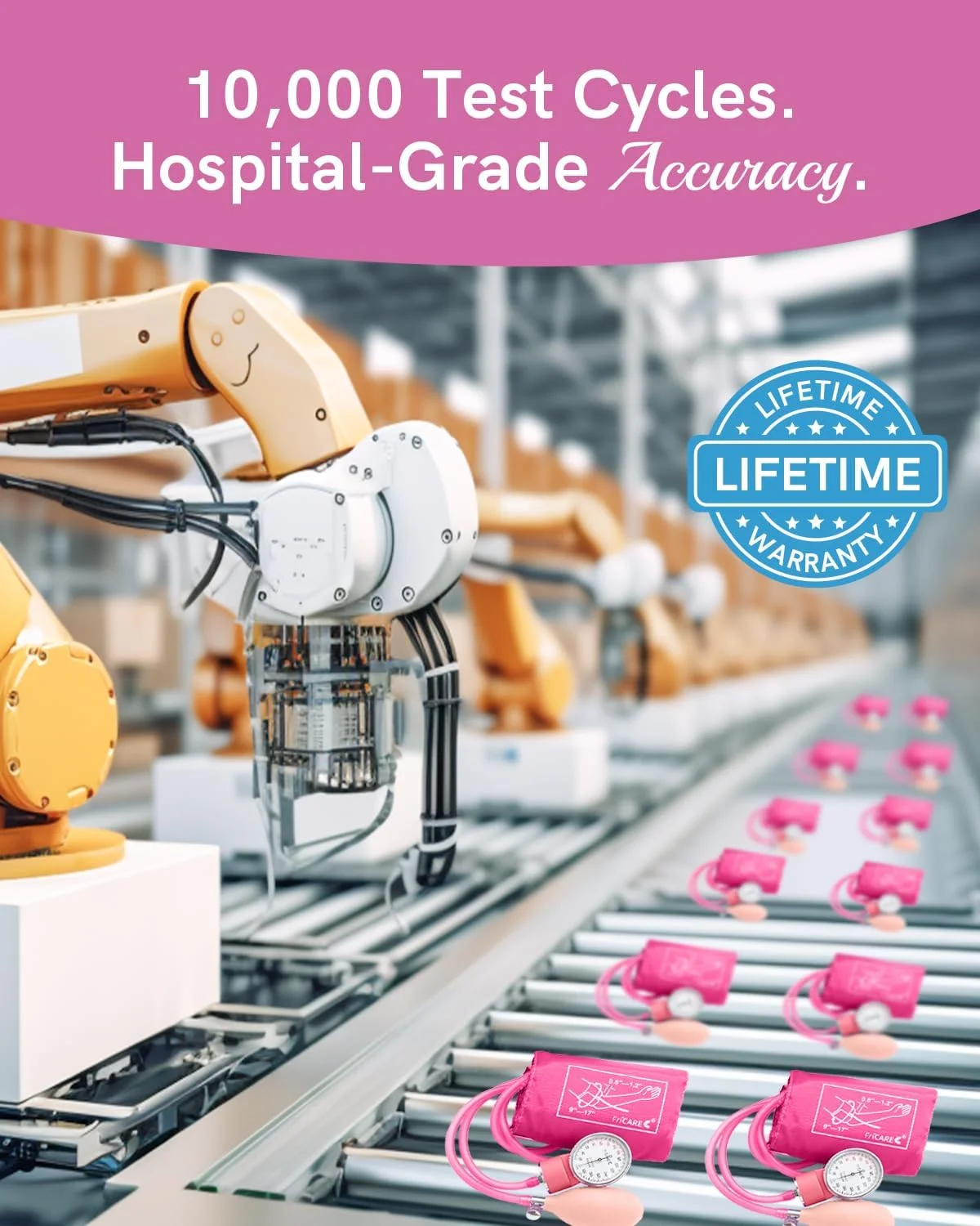 فشارسنج عقربه ای دستی صورتی FriCARE برای دانشجویان پرستاری - فشارسنج حرفه ای برای مطب پزشک - کاف نایلونی بادوام برای نظارت بر فشار خون، دارای کیف حمل، سایز بزرگسال فشارسنج عقربه ای دستی صورتی FriCARE برای دانشجویان پرستاری - فشارسنج حرفه ای برای مطب پزشک - کاف نایلونی بادوام برای نظارت بر فشار خون، دارای کیف حمل، سایز بزرگسال