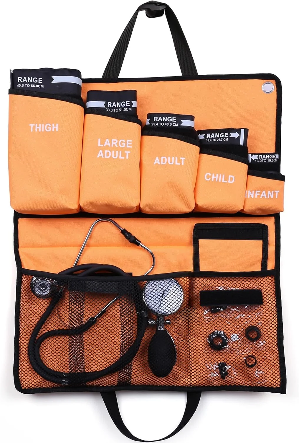 مجموعه گوشی پزشکی و فشارسنج عقربه ای LotFancy، کاف فشار خون دستی 5 در 1 برای نوزادان، کودکان، بزرگسالان، بزرگسالان سایز بزرگ، کاف ران، کیف حمل