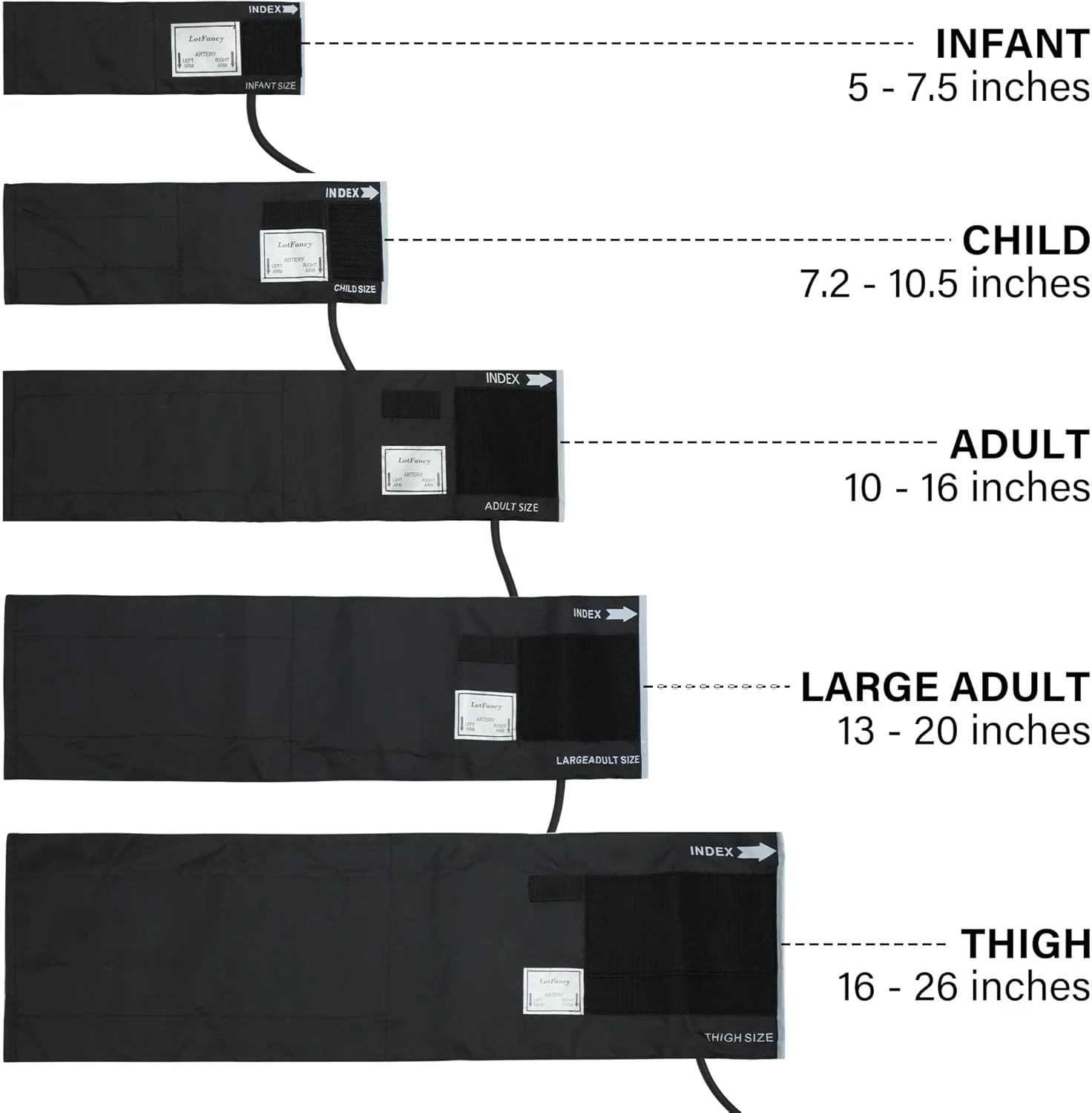 مجموعه گوشی پزشکی و فشارسنج عقربه ای LotFancy، کاف فشار خون دستی 5 در 1 برای نوزادان، کودکان، بزرگسالان، بزرگسالان سایز بزرگ، کاف ران، کیف حمل