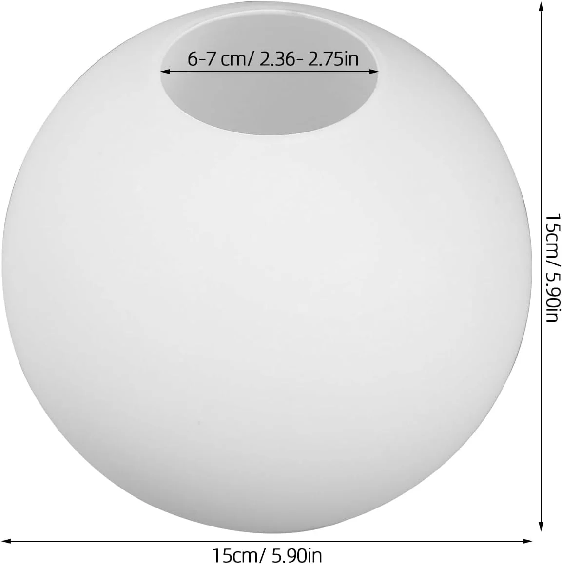 کاور چراغ کروی شیشه ای Luxshiny، جایگزین سایه لامپ 15 سانتی متری، پوشش چراغ حبابی شیشه ای سفید مات، سایه کروی اوپال برای سوکت چراغ سقفی آویز 6-7 سانتی متری