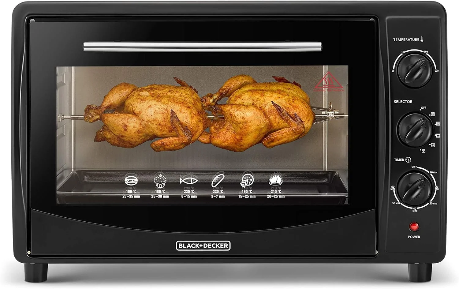 آون توستر 45 لیتری دو جداره بلک اند دکر با جوجه گردان برای تست کردن/پخت/گریل مشکی TRO45RDG-B5