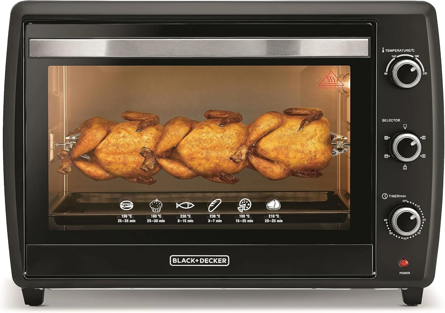 آون توستر بلک اند دکر، 2200 وات، 70 لیتر، ترموستات قابل تنظیم 90-230 درجه سانتیگراد، گریل دوبل با فن، درب شیشه ای ایمن، عملکرد جوجه گردان، فضای داخلی استیل ضد زنگ، مشکی - TRO70RDG-B5 آون توستر بلک اند دکر، 2200 وات، 70 لیتر، ترموستات قابل تنظیم 90-230 درجه سانتیگراد، گریل دوبل با فن، درب شیشه ای ایمن، عملکرد جوجه گردان، فضای داخلی استیل ضد زنگ، مشکی - TRO70RDG-B5