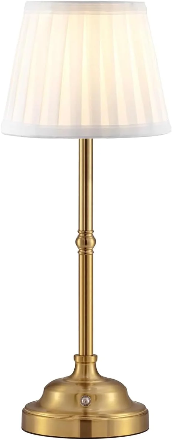 چراغ رومیزی قابل حمل بی سیم، چراغ رومیزی با سایه پارچه ای، روشنایی قابل شارژ با باتری، نور قابل تنظیم برای اتاق غذاخوری، اتاق خواب، کنار تخت، بار، چراغ خواب، کمپینگ، بالکن