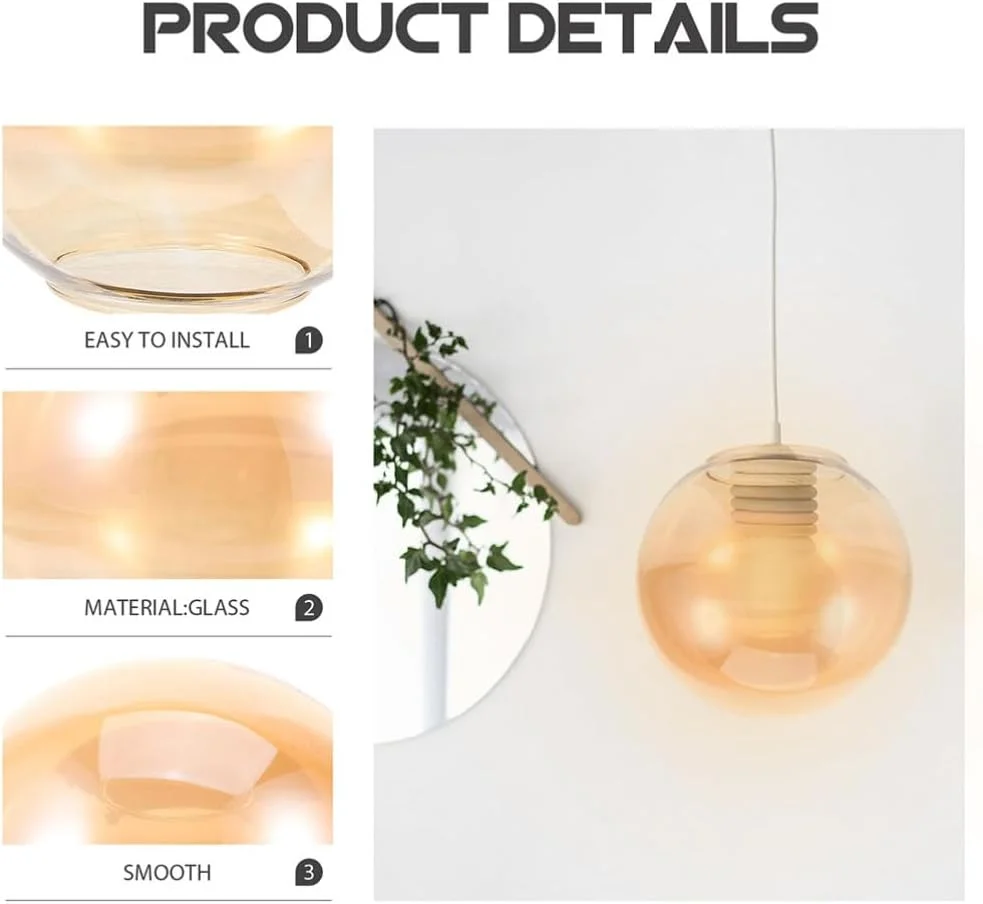 حباب شیشه ای چراغ OSALADI، روکش جایگزین، سایه تزئینی برای چراغ آویز، 15 سانتی متر