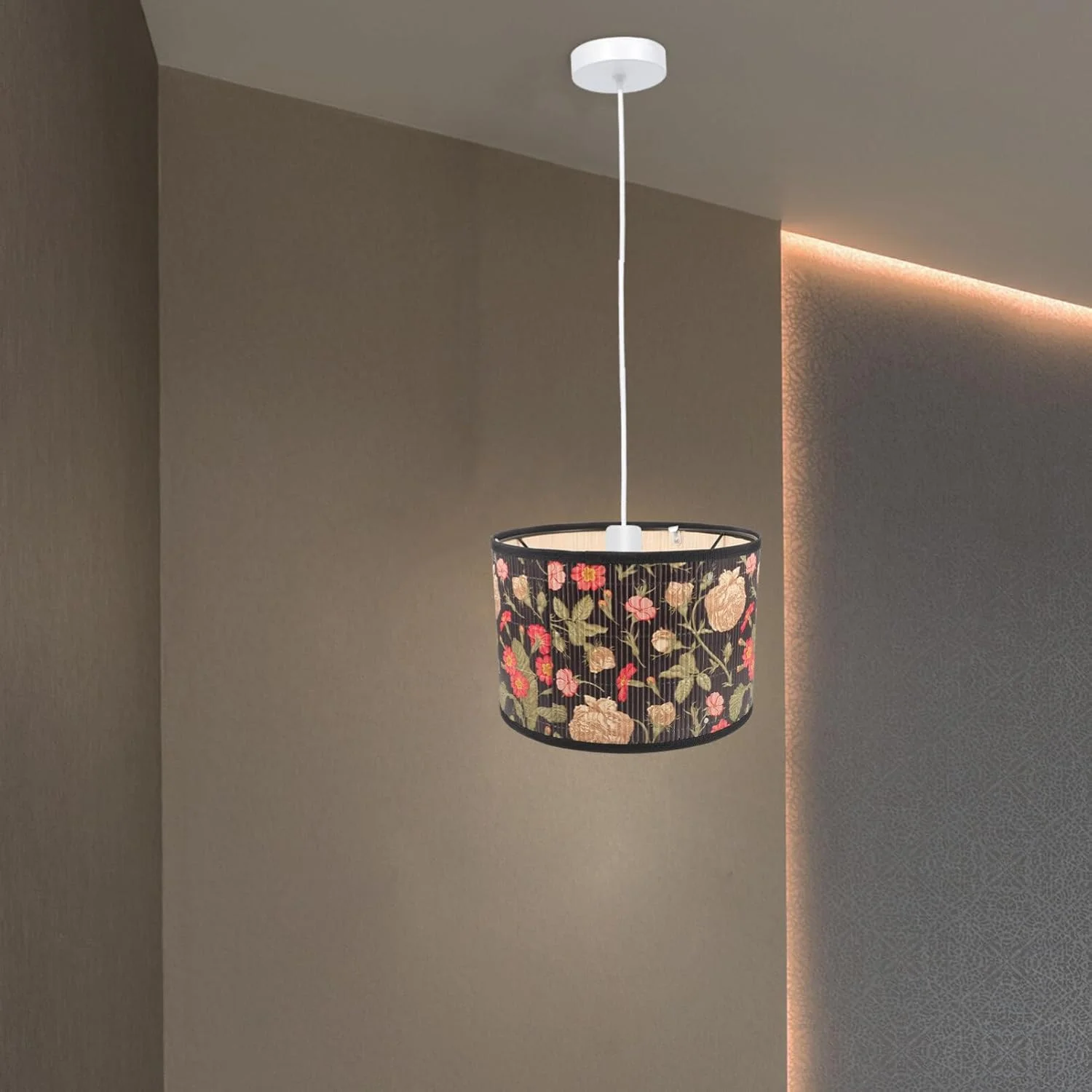 آباژور بامبو OSALADI، آباژور استوانه ای طرح قدیمی، پوشش چراغ گیره ای برای لوستر، چراغ ایستاده و چراغ رومیزی - مدل B