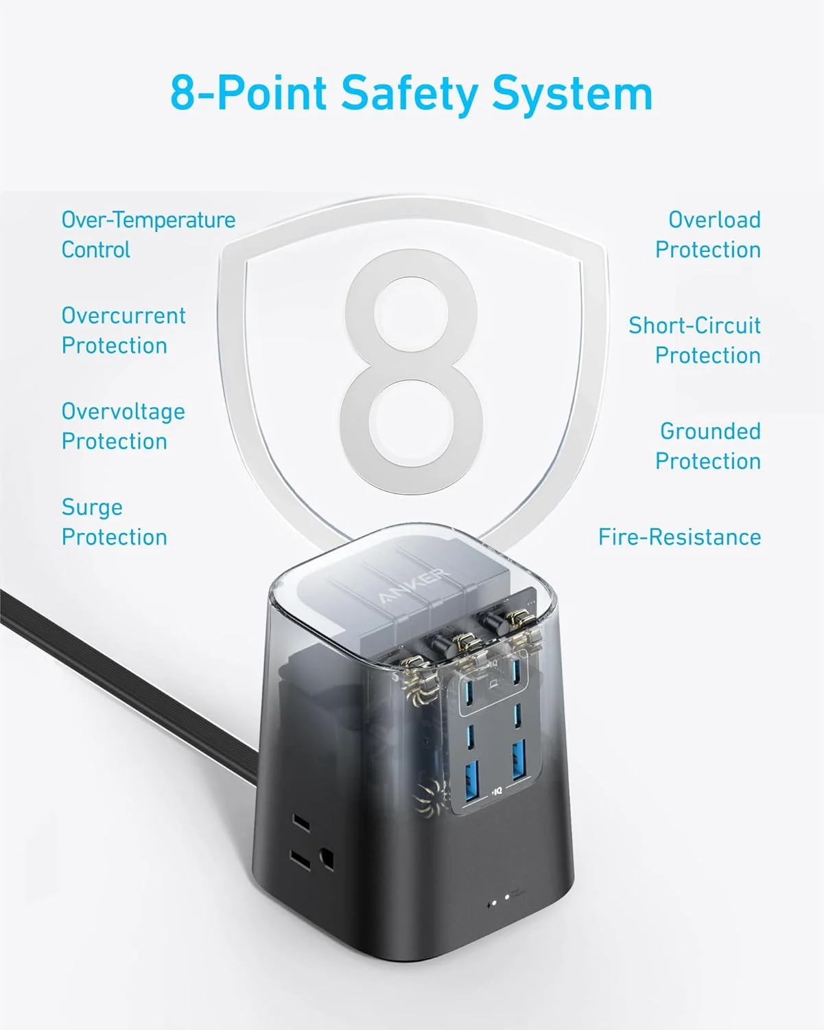 ایستگاه شارژ انکر (100 وات)، چند راهی برق USB C نه در یک با محافظت 300 ژول، برای آیفون 15 و مک بوک، کابل و دوشاخه تخت 1.5 متری، 4 پورت USB C و 2 پورت USB A، 3 پریز برق AC، برای خانه، دفتر ایستگاه شارژ انکر (100 وات)، چند راهی برق USB C نه در یک با محافظت 300 ژول، برای آیفون 15 و مک بوک، کابل و دوشاخه تخت 1.5 متری، 4 پورت USB C و 2 پورت USB A، 3 پریز برق AC، برای خانه، دفتر