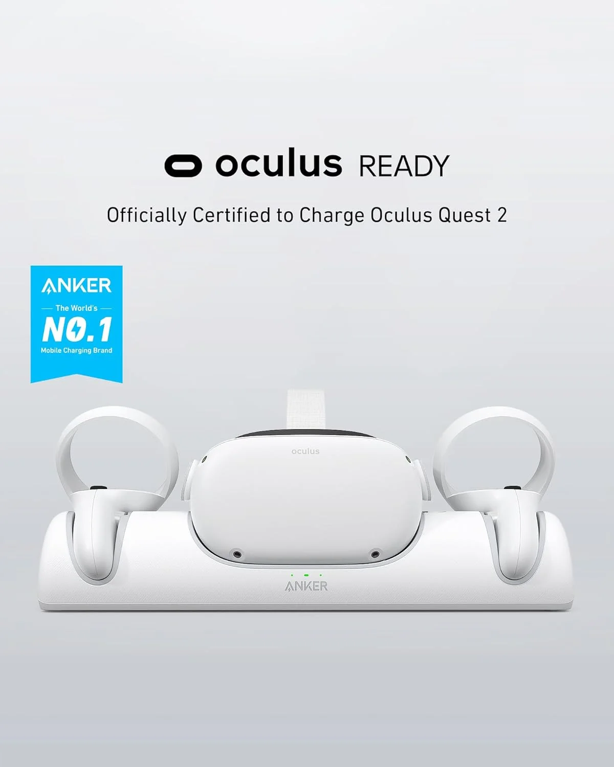 پایه شارژ Anker برای Oculus Quest 2، پایه شارژ دارای گواهی Oculus، پایه نگهدارنده هدست و جایگاه کنترلر با 2 باتری قابل شارژ، شارژر و کابل USB-C پایه شارژ Anker برای Oculus Quest 2، پایه شارژ دارای گواهی Oculus، پایه نگهدارنده هدست و جایگاه کنترلر با 2 باتری قابل شارژ، شارژر و کابل USB-C