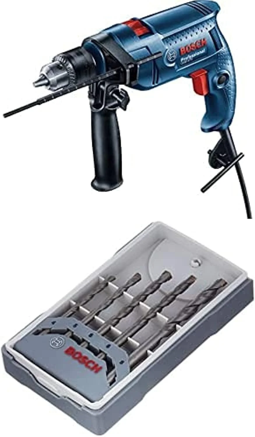 دریل چکشی بوش مدل Gsb 570 به همراه مجموعه مته بتن