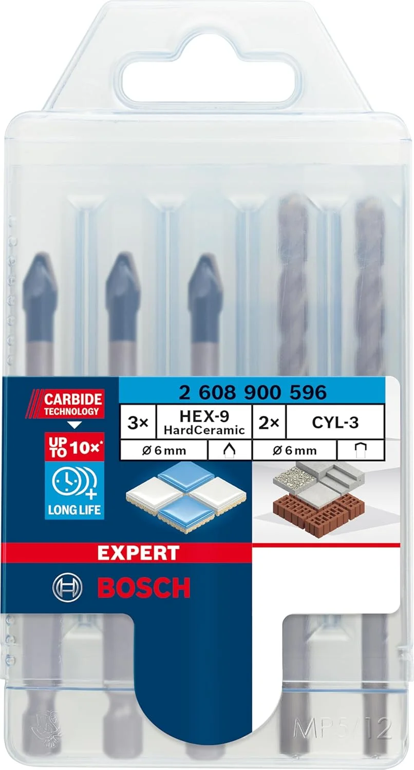 مجموعه 5 عددی مته سرامیک سخت EXPERT HEX-9 بوش پروفشنال (قطر 6 میلی متر، لوازم جانبی دریل چکشی چرخشی)
