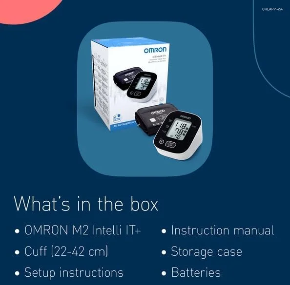 دستگاه فشار خون بازویی امرون مدل M2 Intelli IT با کاف متوسط 22-32 سانتی متر، تشخیص ضربان قلب نامنظم، دستگاه فشار خون خانگی معتبر بالینی اتوماتیک، 30 حافظه خوانش در برنامه بلوتوث دستگاه فشار خون بازویی امرون مدل M2 Intelli IT با کاف متوسط 22-32 سانتی متر، تشخیص ضربان قلب نامنظم، دستگاه فشار خون خانگی معتبر بالینی اتوماتیک، 30 حافظه خوانش در برنامه بلوتوث