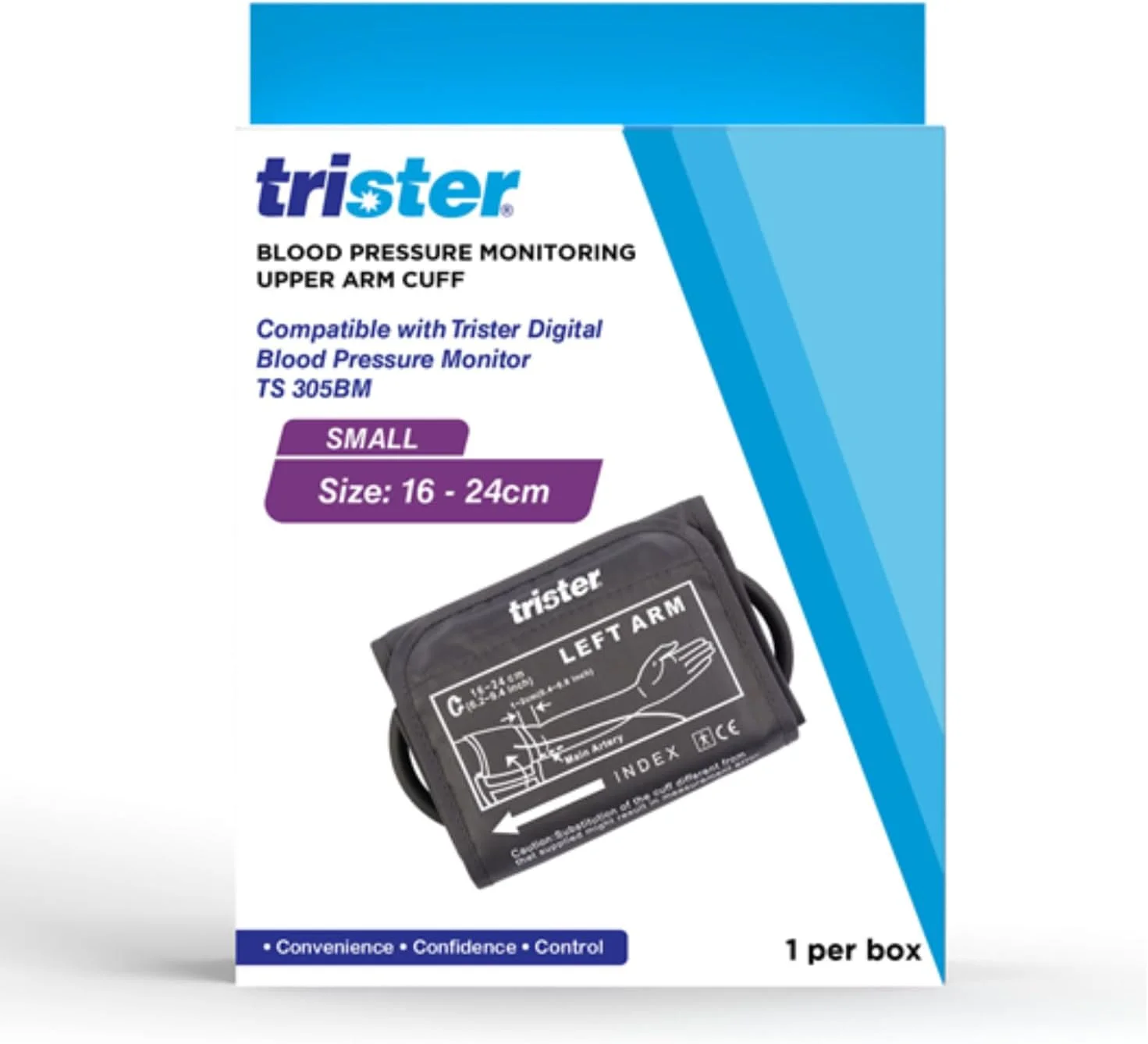 بازوبند فشارسنج بازویی تریستر مدل TS‑305BPUCS (16-24 سانتی متر) - بازوبند جایگزین برای مانیتور TS‑305BM، محدوده فشار 0-300 میلی متر جیوه، مناسب برای همه