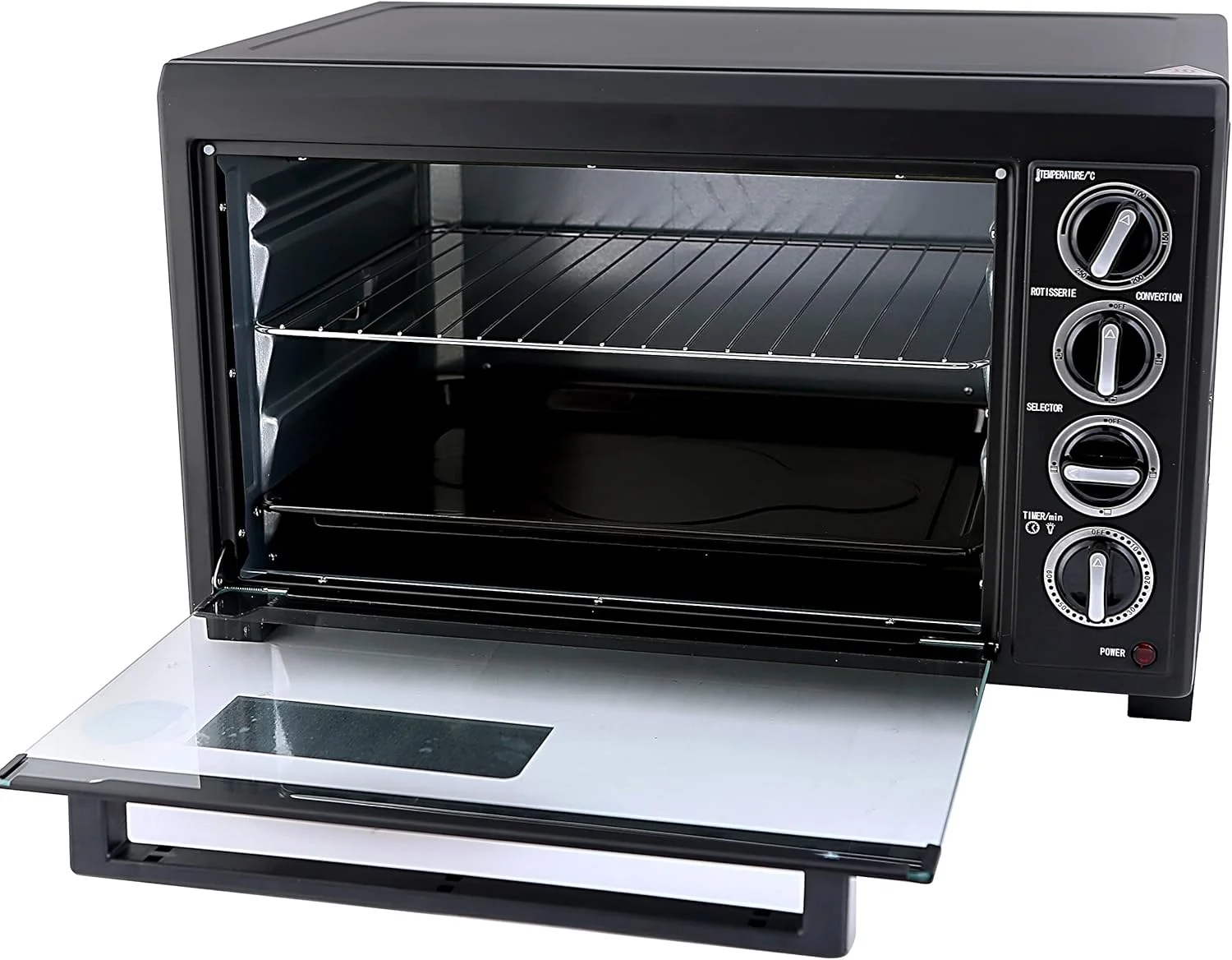 فر برقی 48 لیتری جیپاس مدل G04451 | دارای عملکرد کانوکشن و جوجه گردان، مناسب برای گریل کردن | تایمر 60 دقیقه ای با زنگ هشدار | المنت های حرارتی 2000 واتی از جنس استیل ضد زنگ | مشکی