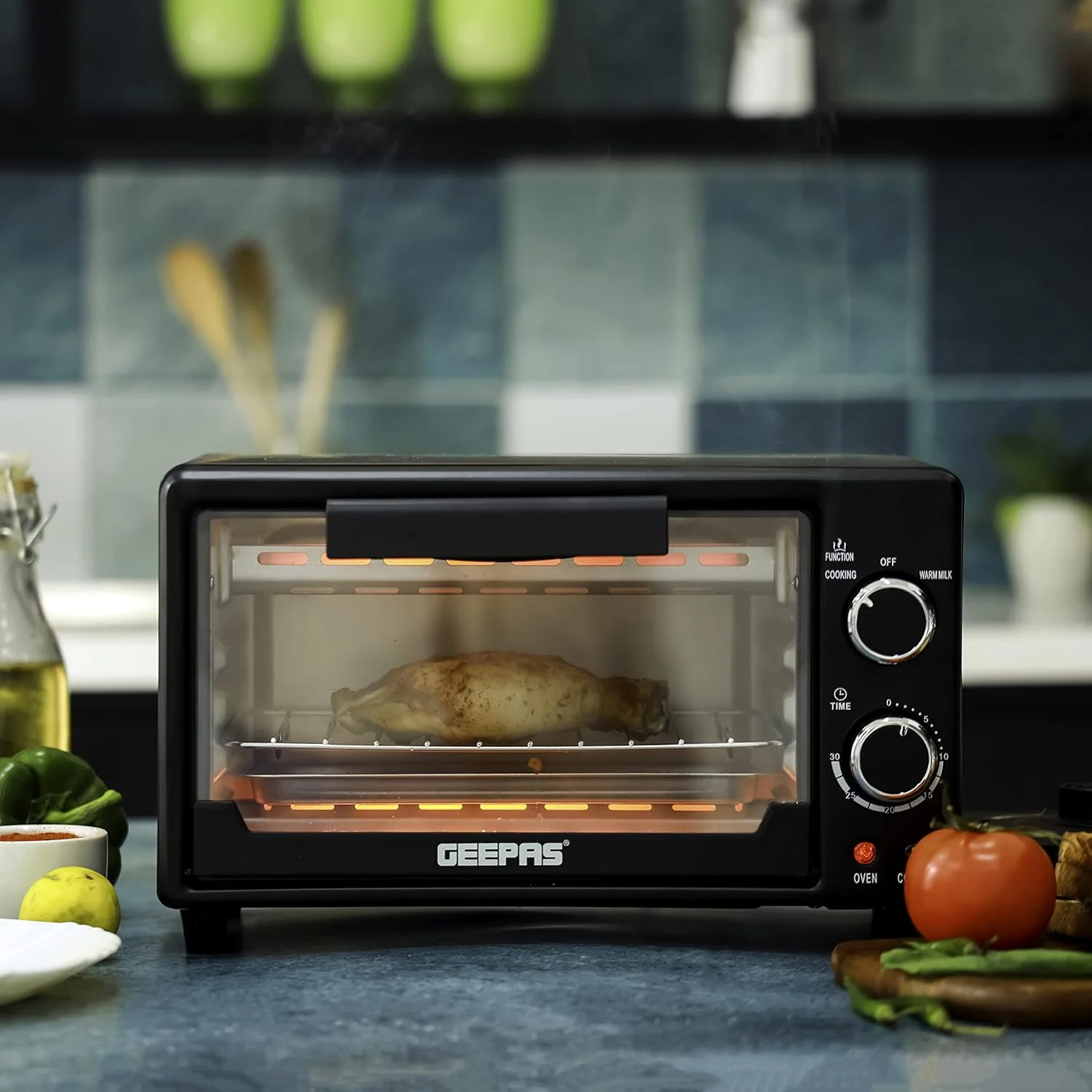 دستگاه صبحانه ساز چند منظوره جیپاس، فر با ظرفیت 9 لیتر، کتری قوری 800 میلی لیتری برای جوشاندن آب، دستگاه خانوادگی با تایمر 30 دقیقه ای و عملکردهای پخت و پز، مشکی. دستگاه صبحانه ساز چند منظوره جیپاس، فر با ظرفیت 9 لیتر، کتری قوری 800 میلی لیتری برای جوشاندن آب، دستگاه خانوادگی با تایمر 30 دقیقه ای و عملکردهای پخت و پز، مشکی.