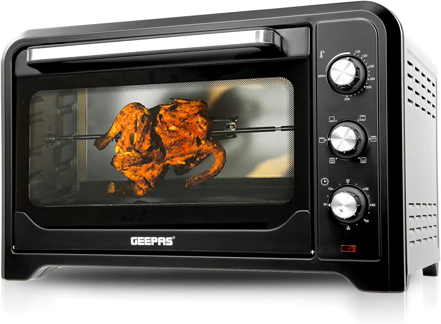 آون توستر و جوجه گردان جیپاس 42 لیتری - آون برقی 2000 وات و تایمر 60 دقیقه ای - عملکرد گریل و 6 انتخابگر برای پخت، برشته کردن و گریل کردن - دارای لوازم جانبی