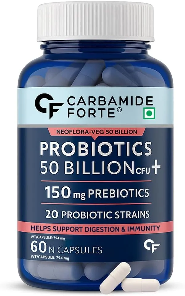 پری و پروبیوتیک کاربامید فورته برای زنان و مردان | پروبیوتیک اسیدوفیلوس 50 میلیارد CFU | مکمل های سلامت روده برای نفخ | 60 کپسول مکمل گوارش پری و پروبیوتیک کاربامید فورته برای زنان و مردان | پروبیوتیک اسیدوفیلوس 50 میلیارد CFU | مکمل های سلامت روده برای نفخ | 60 کپسول مکمل گوارش