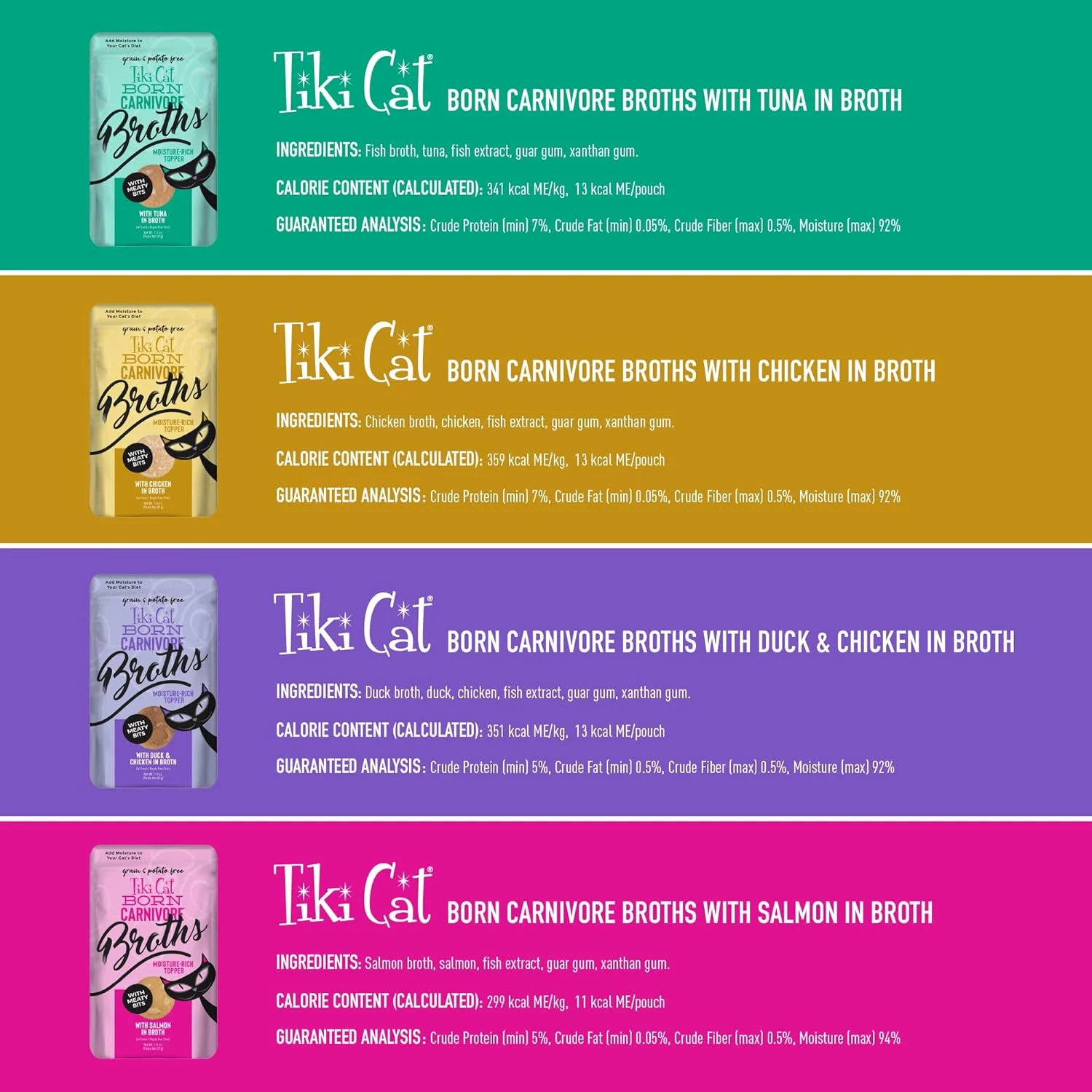 پک متنوع آبگوشت های گوشتی تیکی کت بورن کارنیور، تکه های گوشتی، مکمل آبرسانی و طعم دهنده غذای مرطوب گربه، بسته 12 عددی 37 گرمی پک متنوع آبگوشت های گوشتی تیکی کت بورن کارنیور، تکه های گوشتی، مکمل آبرسانی و طعم دهنده غذای مرطوب گربه، بسته 12 عددی 37 گرمی