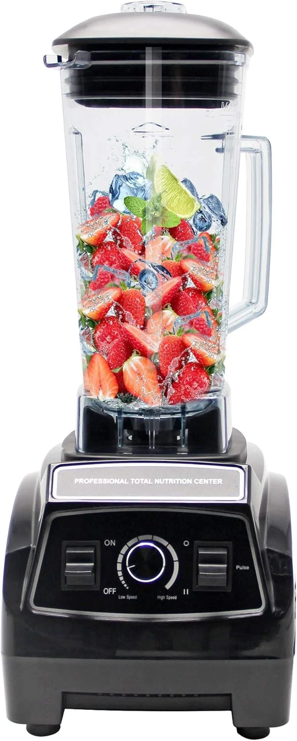 مخلوط کن چند منظوره CROKAI 2200W، خردکن 2 لیتری، آبمیوه گیری، مخلوط کن چندگانه، اسموتی ساز، شیر سویا، مکمل غذای کودک، برقی با موتور مسی خالص و تیغه های فولادی ضد زنگ سخت شده / (رنگ: مشکی)