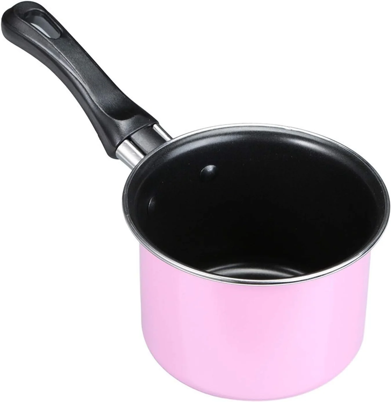 قابلمه شیر نچسب رنگی FANHUA، 11 سانتی متر، جمع و جور و کاربردی، قابلمه سوپ، قابلمه مکمل غذای کودک، قابلمه سرخ کردنی و جوشاندن یکپارچه، قابلمه نودل فوری (رنگ: صورتی)