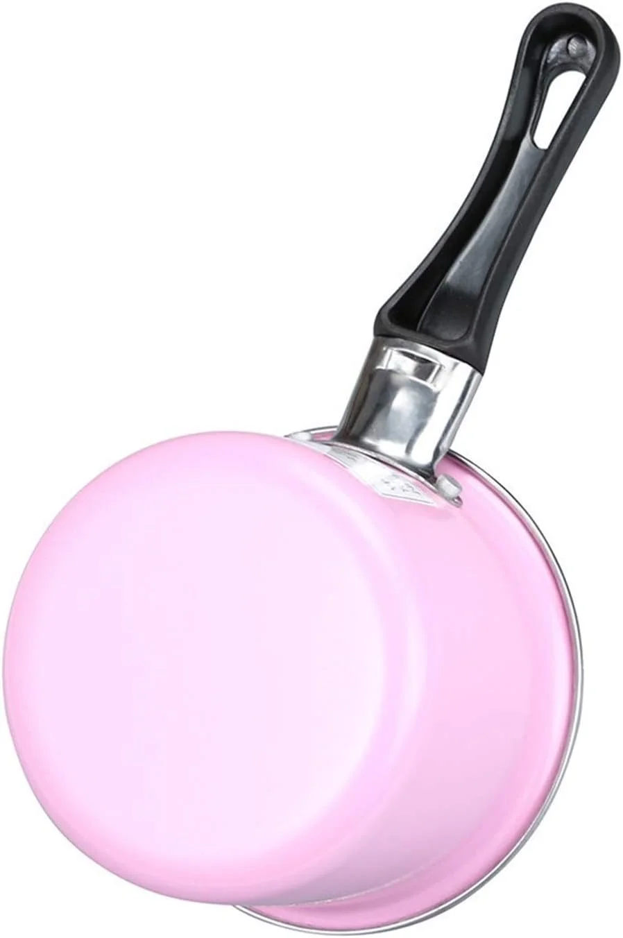 قابلمه شیر نچسب رنگی FANHUA، 11 سانتی متر، جمع و جور و کاربردی، قابلمه سوپ، قابلمه مکمل غذای کودک، قابلمه سرخ کردنی و جوشاندن یکپارچه، قابلمه نودل فوری (رنگ: صورتی)