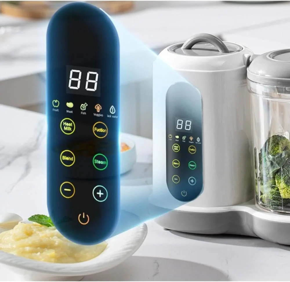 دستگاه غذاساز کودک، پردازشگر چند منظوره، زمان دار، دیگ بخار کنترل هوشمند، پخت و آسیاب کاملا خودکار، دستگاه آسیاب گرم کننده غذای کودک با صفحه لمسی خود تمیز شونده LCD، (سفید) دستگاه غذاساز کودک، پردازشگر چند منظوره، زمان دار، دیگ بخار کنترل هوشمند، پخت و آسیاب کاملا خودکار، دستگاه آسیاب گرم کننده غذای کودک با صفحه لمسی خود تمیز شونده LCD، (سفید)