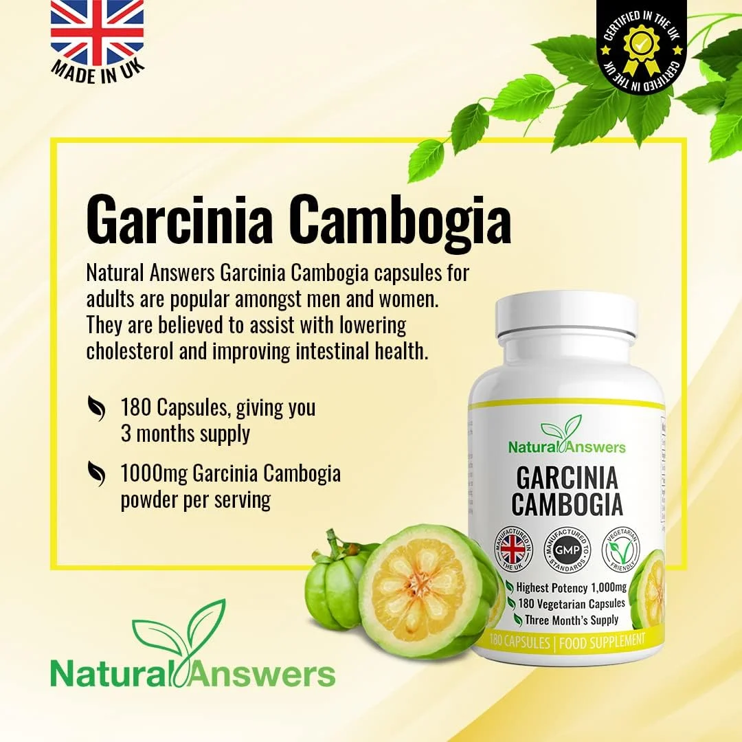 کپسول گارسینیا کامبوجیا - مکمل غذایی گیاهی با قدرت بالا برای مردان و زنان - ساخت انگلستان توسط نچرال انسرز (180 عدد) کپسول گارسینیا کامبوجیا - مکمل غذایی گیاهی با قدرت بالا برای مردان و زنان - ساخت انگلستان توسط نچرال انسرز (180 عدد)