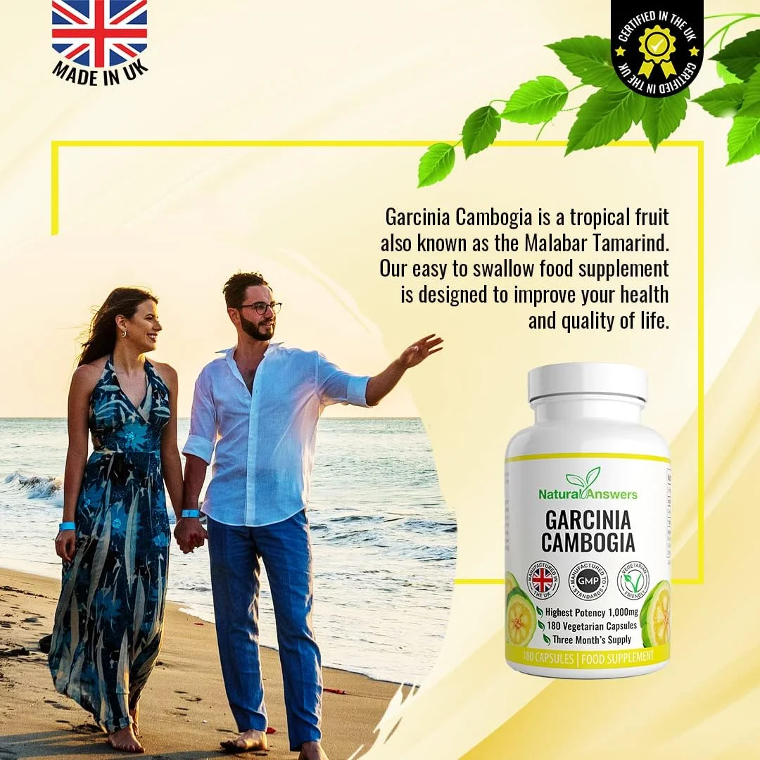 کپسول گارسینیا کامبوجیا - مکمل غذایی گیاهی با قدرت بالا برای مردان و زنان - ساخت انگلستان توسط نچرال انسرز (180 عدد) کپسول گارسینیا کامبوجیا - مکمل غذایی گیاهی با قدرت بالا برای مردان و زنان - ساخت انگلستان توسط نچرال انسرز (180 عدد)