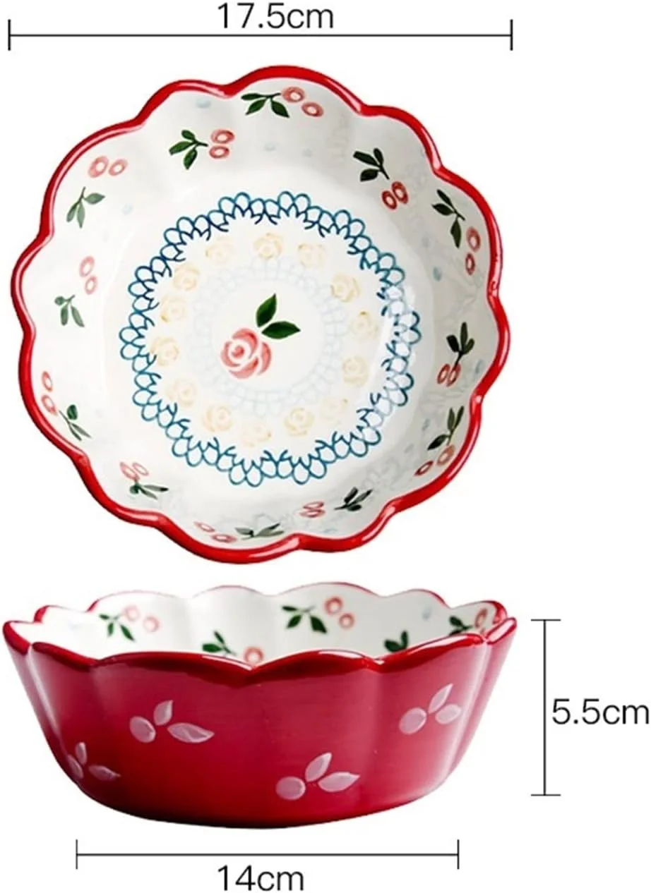 کاسه سرامیکی دست ساز طرح گیلاس، مناسب سالاد، سس، کاسه کوچک پخت، مکمل غذای کودک و کاسه میوه (7 اینچ) کاسه سرامیکی دست ساز طرح گیلاس، مناسب سالاد، سس، کاسه کوچک پخت، مکمل غذای کودک و کاسه میوه (7 اینچ)