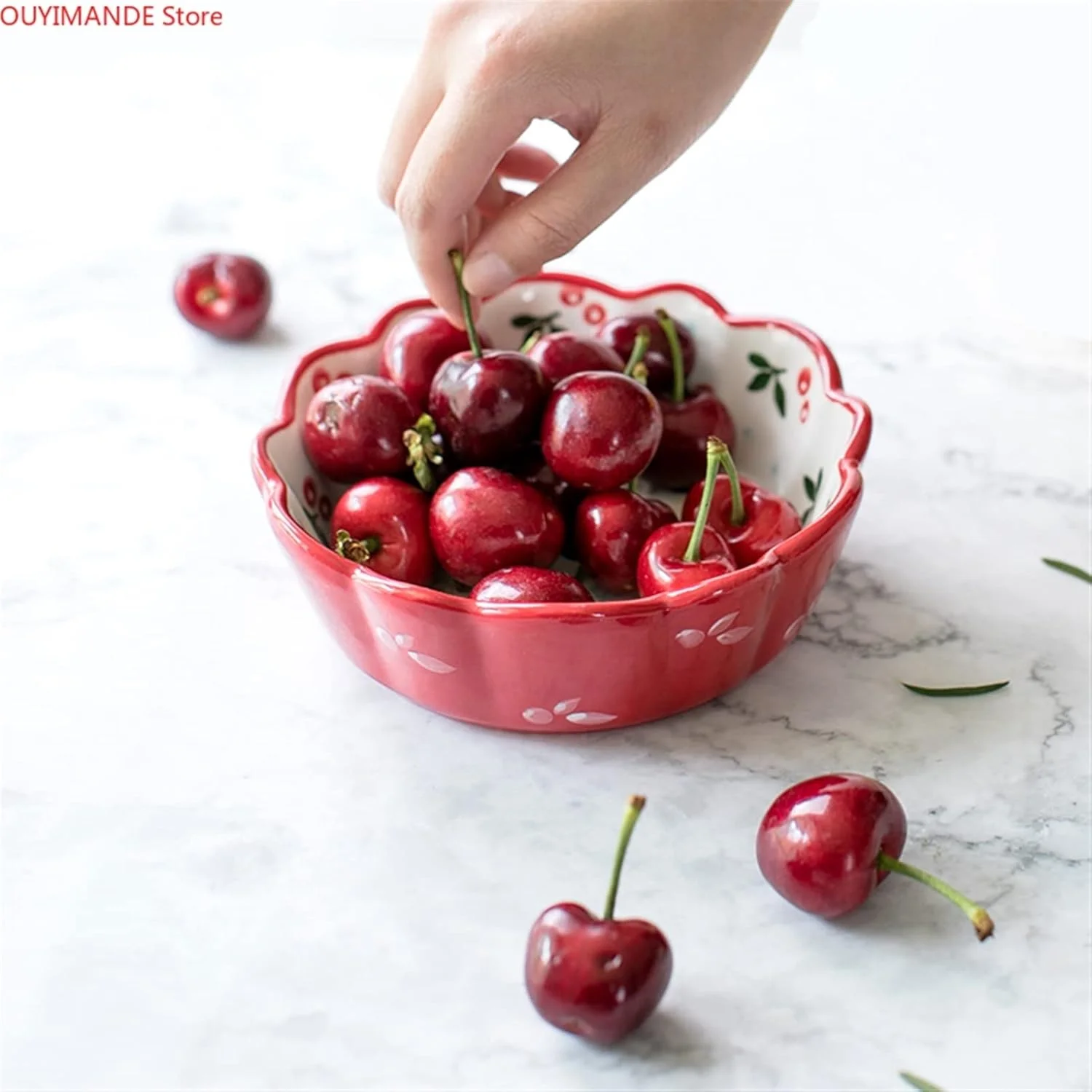 کاسه سرامیکی طرح گیلاس با نقاشی دستی، مناسب سالاد، سس، پخت و پز، غذای کودک و میوه (رنگ: 8 اینچ) کاسه سرامیکی طرح گیلاس با نقاشی دستی، مناسب سالاد، سس، پخت و پز، غذای کودک و میوه (رنگ: 8 اینچ)