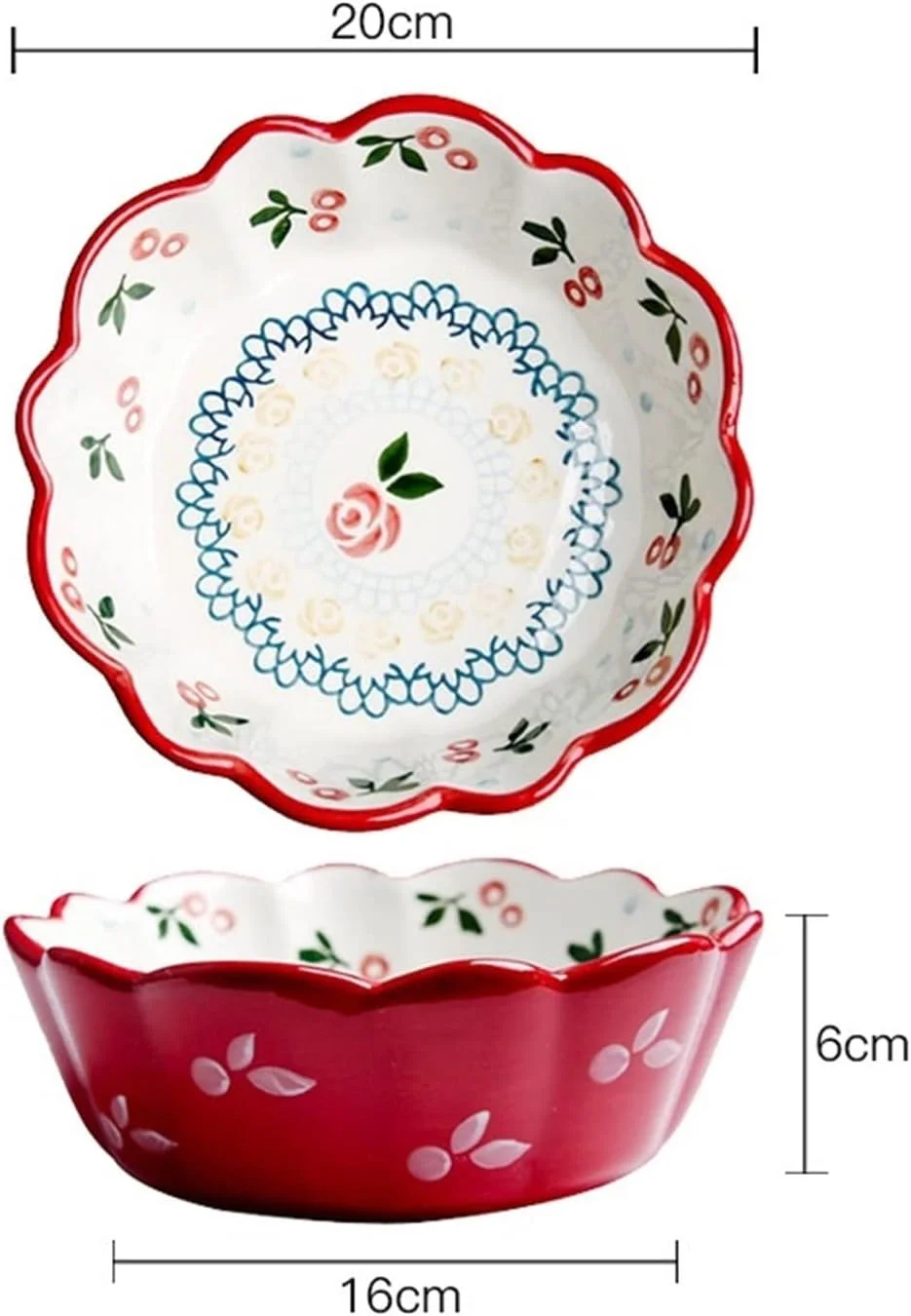 کاسه سرامیکی طرح گیلاس HHMMEDE، مناسب سالاد، سس، پخت و پز، غذای کودک و میوه (رنگ: 8 اینچ) کاسه سرامیکی طرح گیلاس HHMMEDE، مناسب سالاد، سس، پخت و پز، غذای کودک و میوه (رنگ: 8 اینچ)