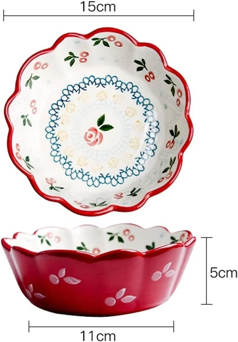 کاسه سرامیکی دست ساز هودور طرح گیلاس، مناسب سالاد، سس، پخت و پز، غذای کودک و میوه (رنگ: 6 اینچ) کاسه سرامیکی دست ساز هودور طرح گیلاس، مناسب سالاد، سس، پخت و پز، غذای کودک و میوه (رنگ: 6 اینچ)