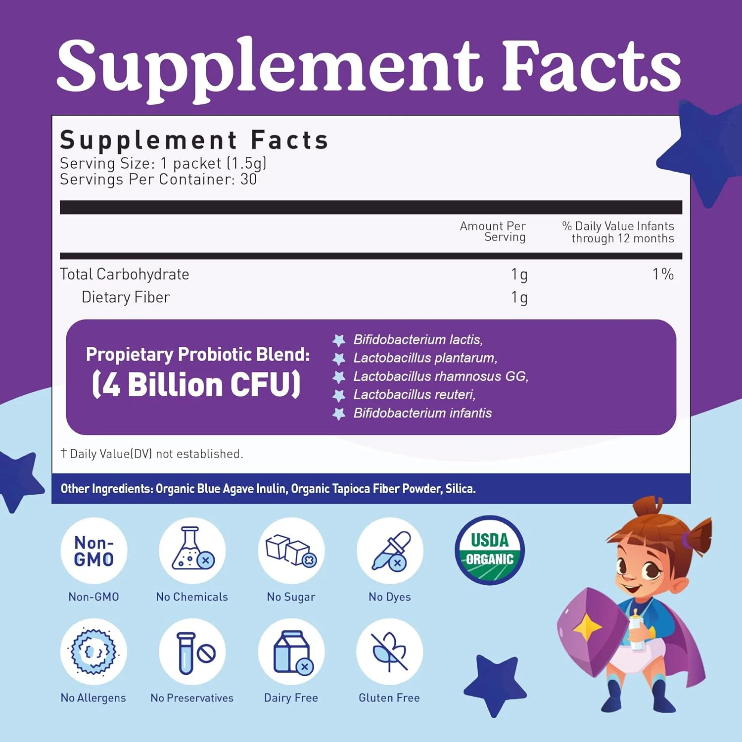 پروبیوتیک کودک LoveBug مناسب برای نوزادان 6 تا 12 ماه، 60 بسته – 4 میلیارد CFU – ارگانیک USDA، بدون آلرژن، غیر GMO پروبیوتیک کودک LoveBug مناسب برای نوزادان 6 تا 12 ماه، 60 بسته – 4 میلیارد CFU – ارگانیک USDA، بدون آلرژن، غیر GMO