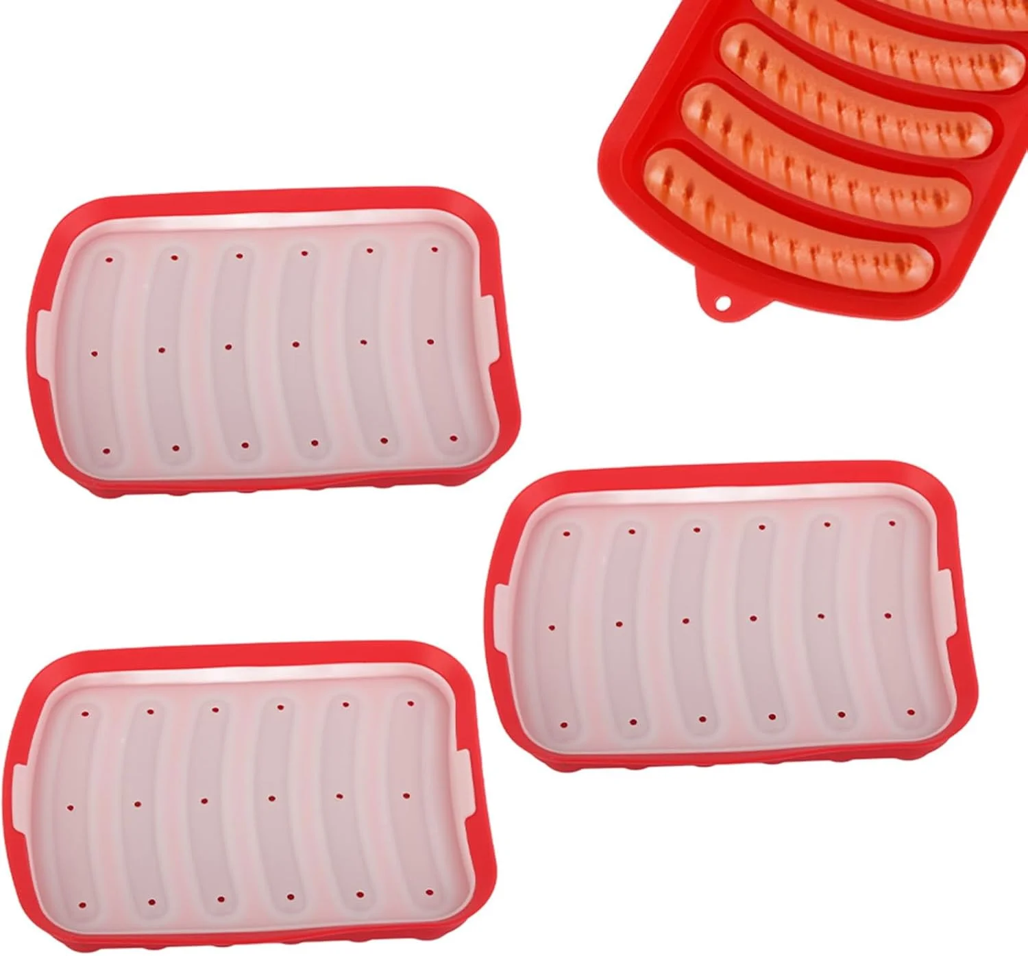 قالب سوسیس سیلیکونی، 3 عدد قالب سیلیکونی هات داگ، قالب ساخت ژامبون خانگی، ابزار پخت مکمل غذای کودک، سینی سوسیس 6 حفره (قرمز) قالب سوسیس سیلیکونی، 3 عدد قالب سیلیکونی هات داگ، قالب ساخت ژامبون خانگی، ابزار پخت مکمل غذای کودک، سینی سوسیس 6 حفره (قرمز)