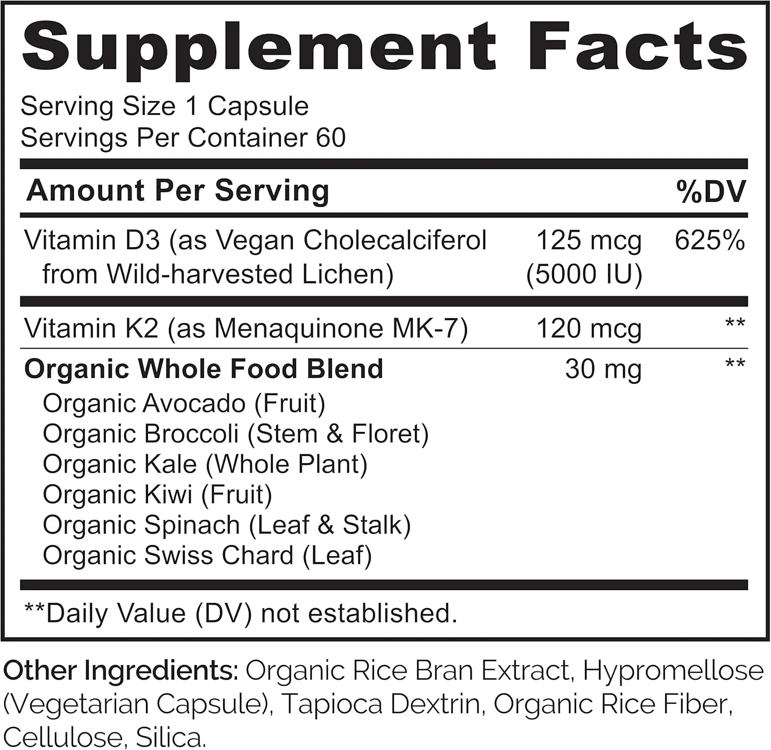 NATURELO K2+D3 گیاهی - D3 گیاهی از گلسنگ - مکمل طبیعی D3 برای سیستم ایمنی، پشتیبانی از استخوان، سلامت مفاصل - غذای کامل - گیاهی - غیر GMO - بدون گلوتن - 60 کپسول NATURELO K2+D3 گیاهی - D3 گیاهی از گلسنگ - مکمل طبیعی D3 برای سیستم ایمنی، پشتیبانی از استخوان، سلامت مفاصل - غذای کامل - گیاهی - غیر GMO - بدون گلوتن - 60 کپسول