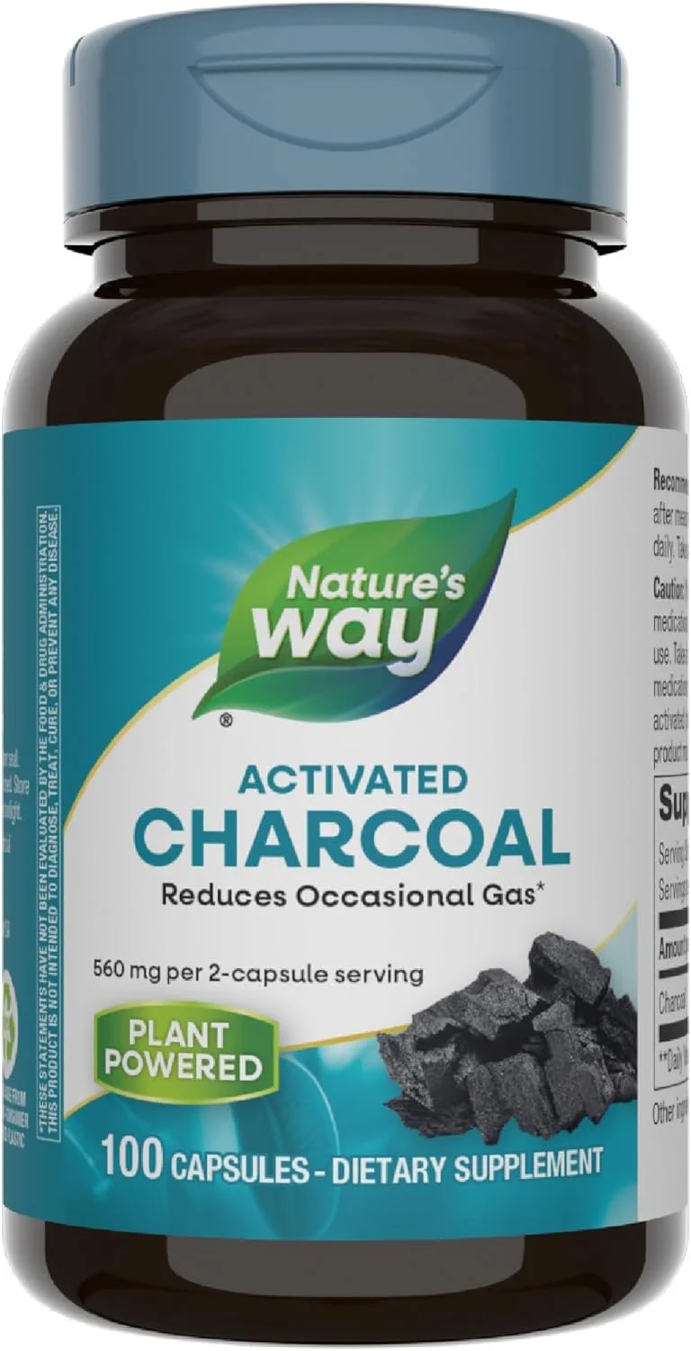 مکمل زغال فعال Nature's Way، بدون گلوتن، 100 کپسول مکمل زغال فعال Nature's Way، بدون گلوتن، 100 کپسول