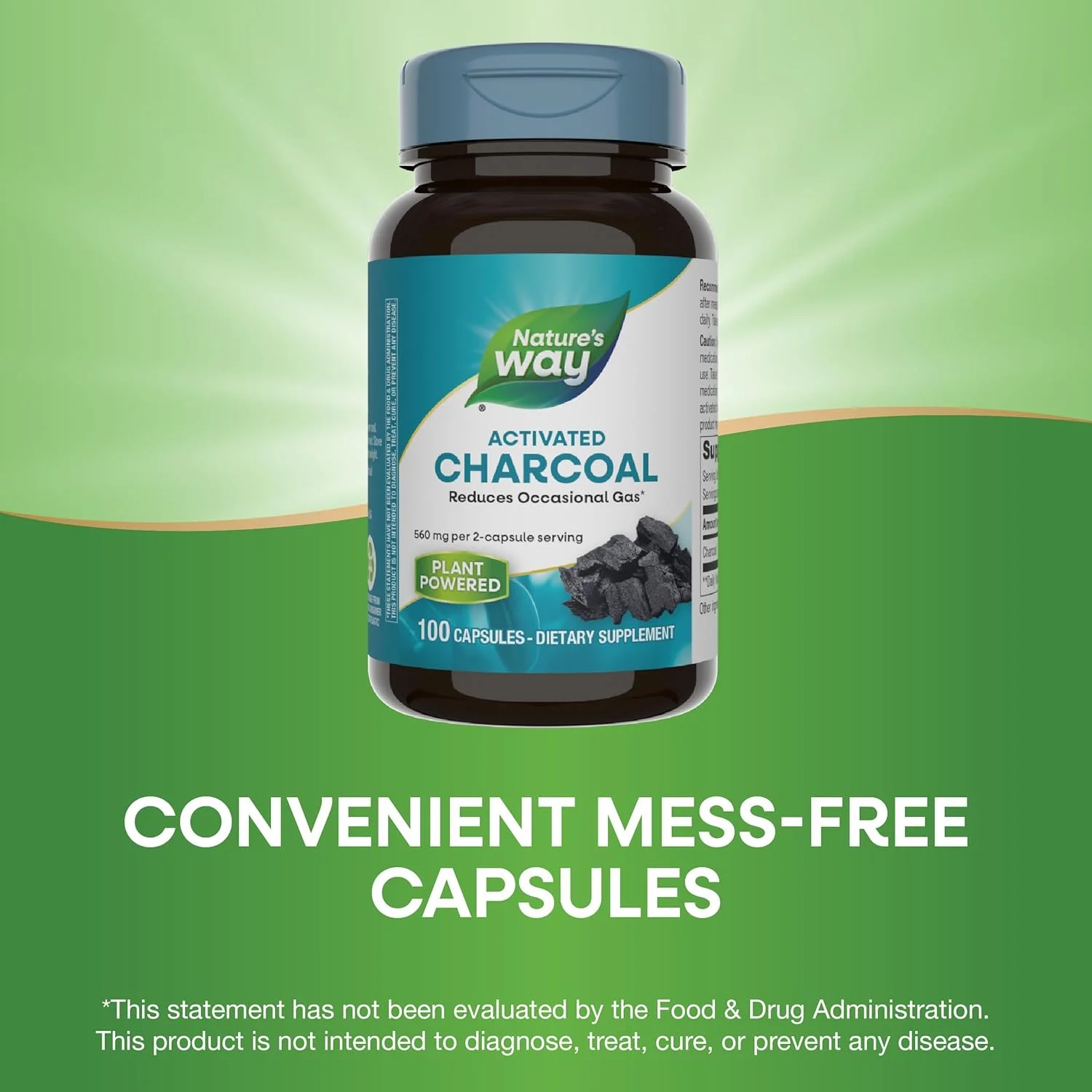 مکمل زغال فعال Nature's Way، بدون گلوتن، 100 کپسول