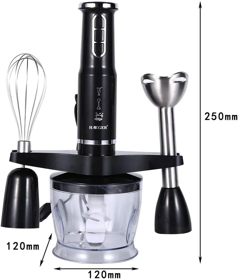مخلوط کن چندکاره دستی آشپزخانه استاندارد اروپا، مناسب برای تهیه غذای کودک، همزن برقی، آبمیوه گیری و چرخ گوشت (مشکی)