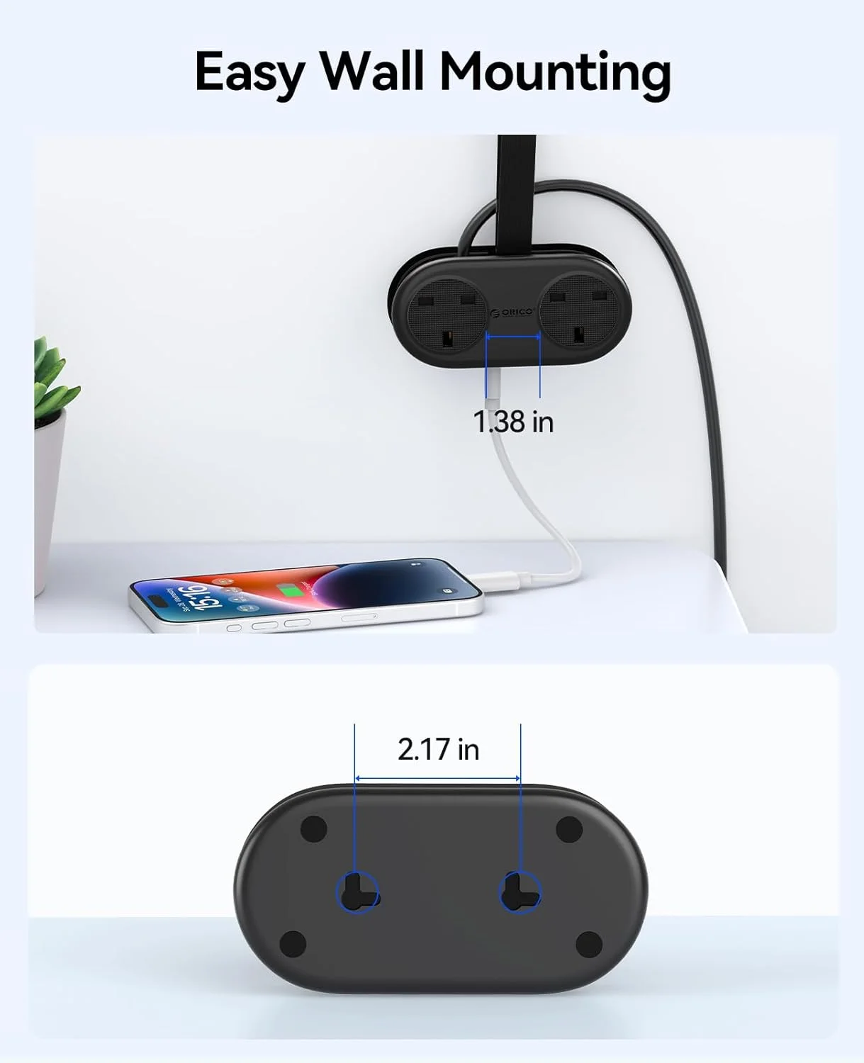 محافظ برق مسافرتی ORICO، 2 پریز برق 3 پورت USB (1 USB C)، 3250W 13A، سیم سیار جمع و جور و قابل رول برای لوازم ضروری سفر هتل - مشکی محافظ برق مسافرتی ORICO، 2 پریز برق 3 پورت USB (1 USB C)، 3250W 13A، سیم سیار جمع و جور و قابل رول برای لوازم ضروری سفر هتل - مشکی