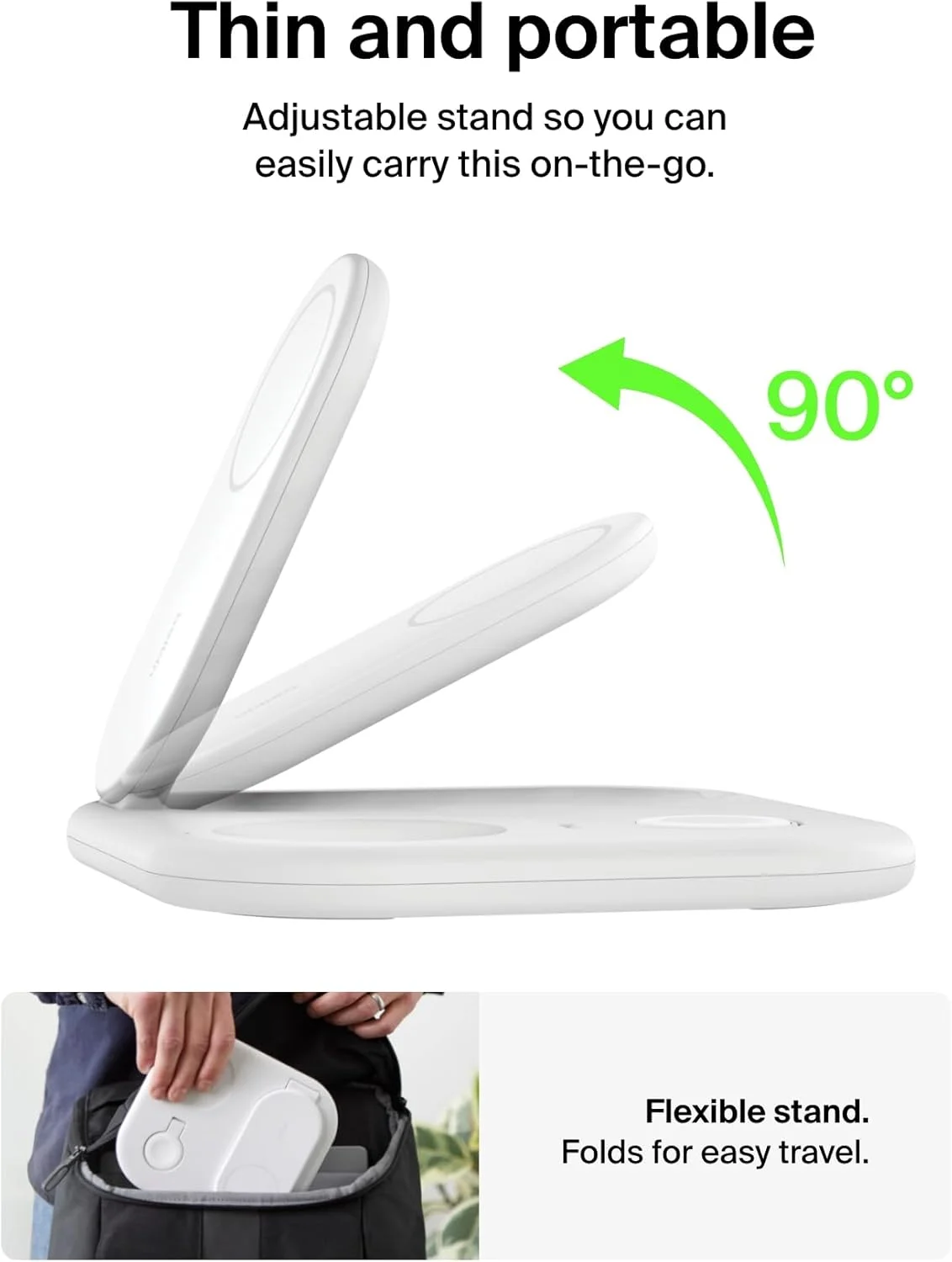 شارژر تاشو مغناطیسی 3 در 1 بلکین BoostCharge با Qi2 15W، شارژر سریع سازگار با MagSafe برای آیفون، ایرپاد، اپل واچ با پایه ضد لغزش، PSU شامل - سفید شارژر تاشو مغناطیسی 3 در 1 بلکین BoostCharge با Qi2 15W، شارژر سریع سازگار با MagSafe برای آیفون، ایرپاد، اپل واچ با پایه ضد لغزش، PSU شامل - سفید