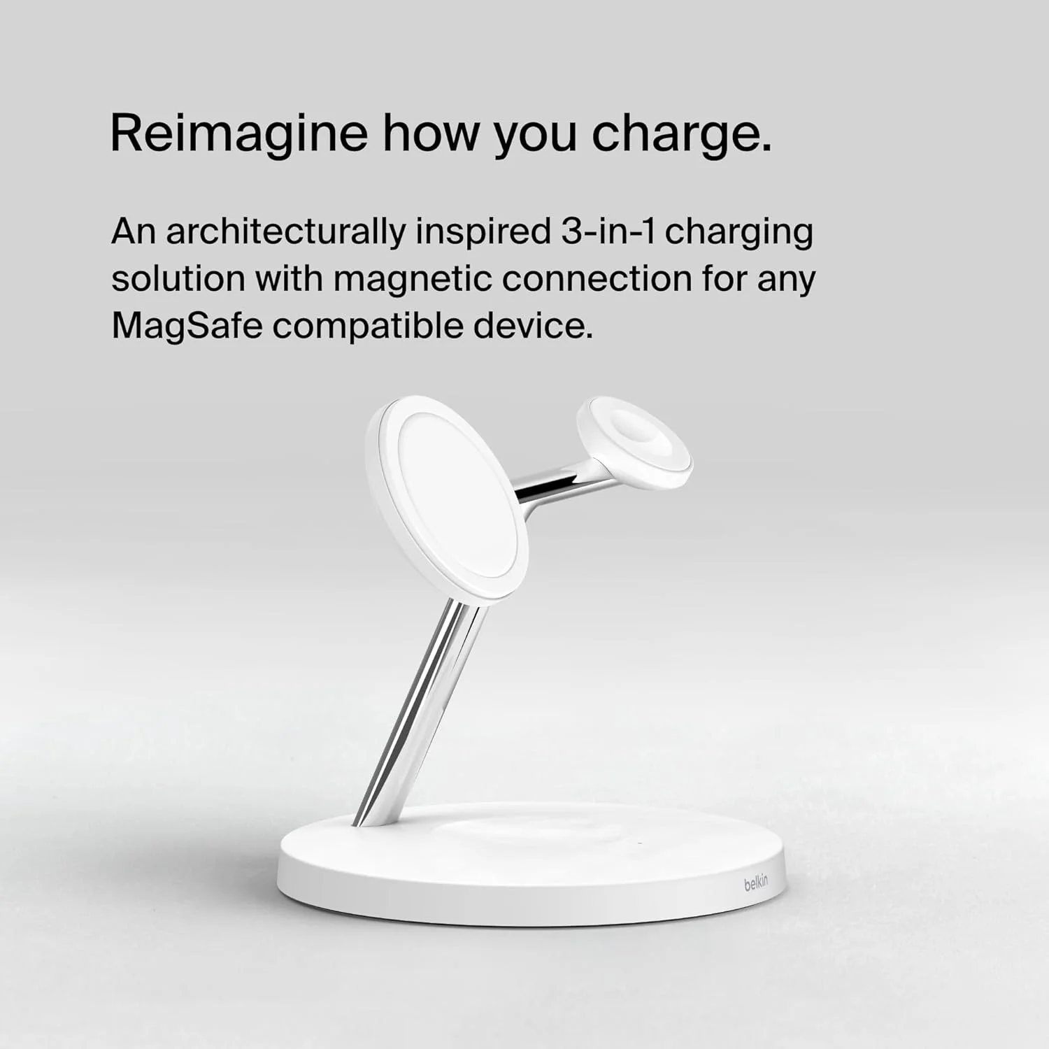 استند شارژ بیسیم 3 در 1 بلکین MagSafe، شارژر بیسیم سریع 15 واتی آیفون و اپل واچ، استند شارژ ایرپاد برای سری آیفون 16، 15، 14، 13، 12، اپل واچ 10/9/8، SE، Ultra - سفید استند شارژ بیسیم 3 در 1 بلکین MagSafe، شارژر بیسیم سریع 15 واتی آیفون و اپل واچ، استند شارژ ایرپاد برای سری آیفون 16، 15، 14، 13، 12، اپل واچ 10/9/8، SE، Ultra - سفید