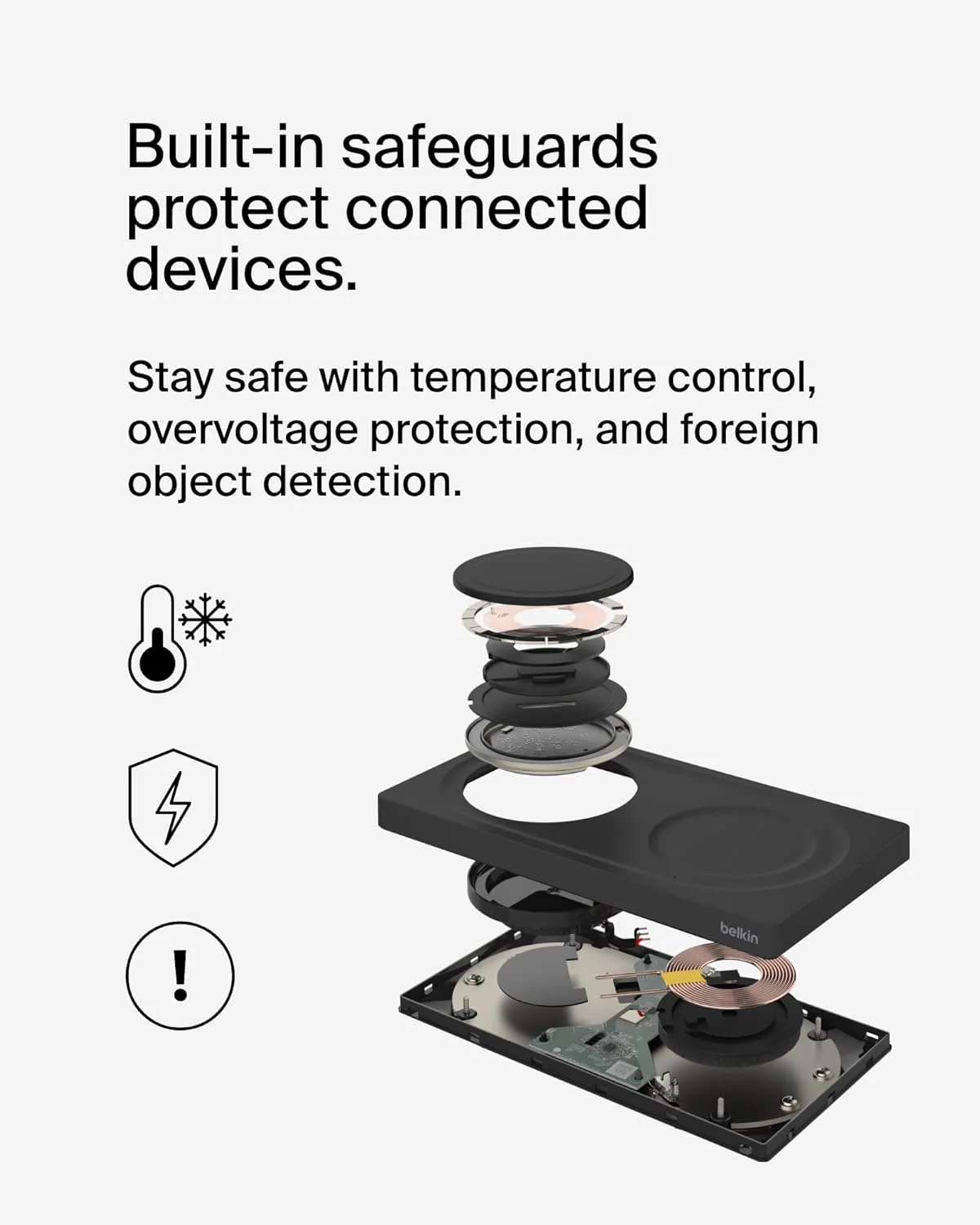 پد شارژ بیسیم 2 در 1 Belkin BoostCharge Pro با MagSafe 15W، شارژر سریع آیفون سازگار با سری iPhone 15، 14، 13 و 12، ایرپادز و سایر دستگاههای دارای MagSafe - مشکی پد شارژ بیسیم 2 در 1 Belkin BoostCharge Pro با MagSafe 15W، شارژر سریع آیفون سازگار با سری iPhone 15، 14، 13 و 12، ایرپادز و سایر دستگاههای دارای MagSafe - مشکی