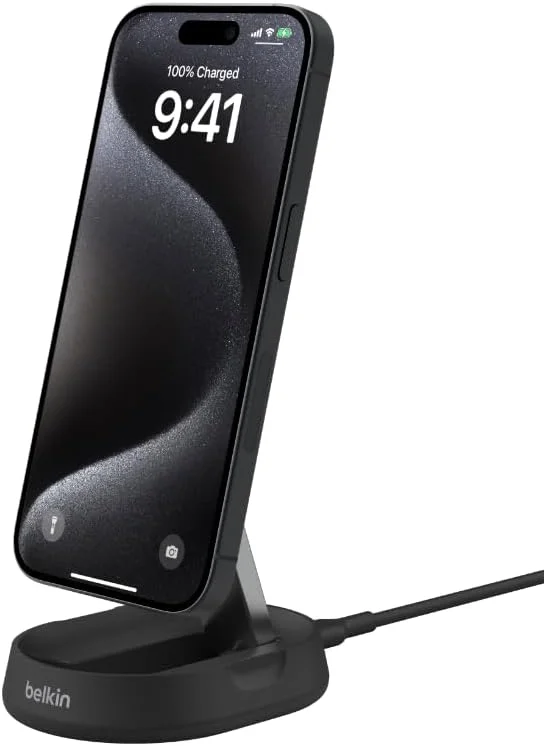 پایه شارژ مغناطیسی تبدیلشونده 15 واتی بلکین - ایستگاه شارژ بیسیم سازگار با MagSafe دارای گواهینامه Qi2، شارژر آیفون برای سری Apple iPhone 16، ایرپادز پرو و غیره - مشکی (بدون منبع تغذیه) پایه شارژ مغناطیسی تبدیلشونده 15 واتی بلکین - ایستگاه شارژ بیسیم سازگار با MagSafe دارای گواهینامه Qi2، شارژر آیفون برای سری Apple iPhone 16، ایرپادز پرو و غیره - مشکی (بدون منبع تغذیه)