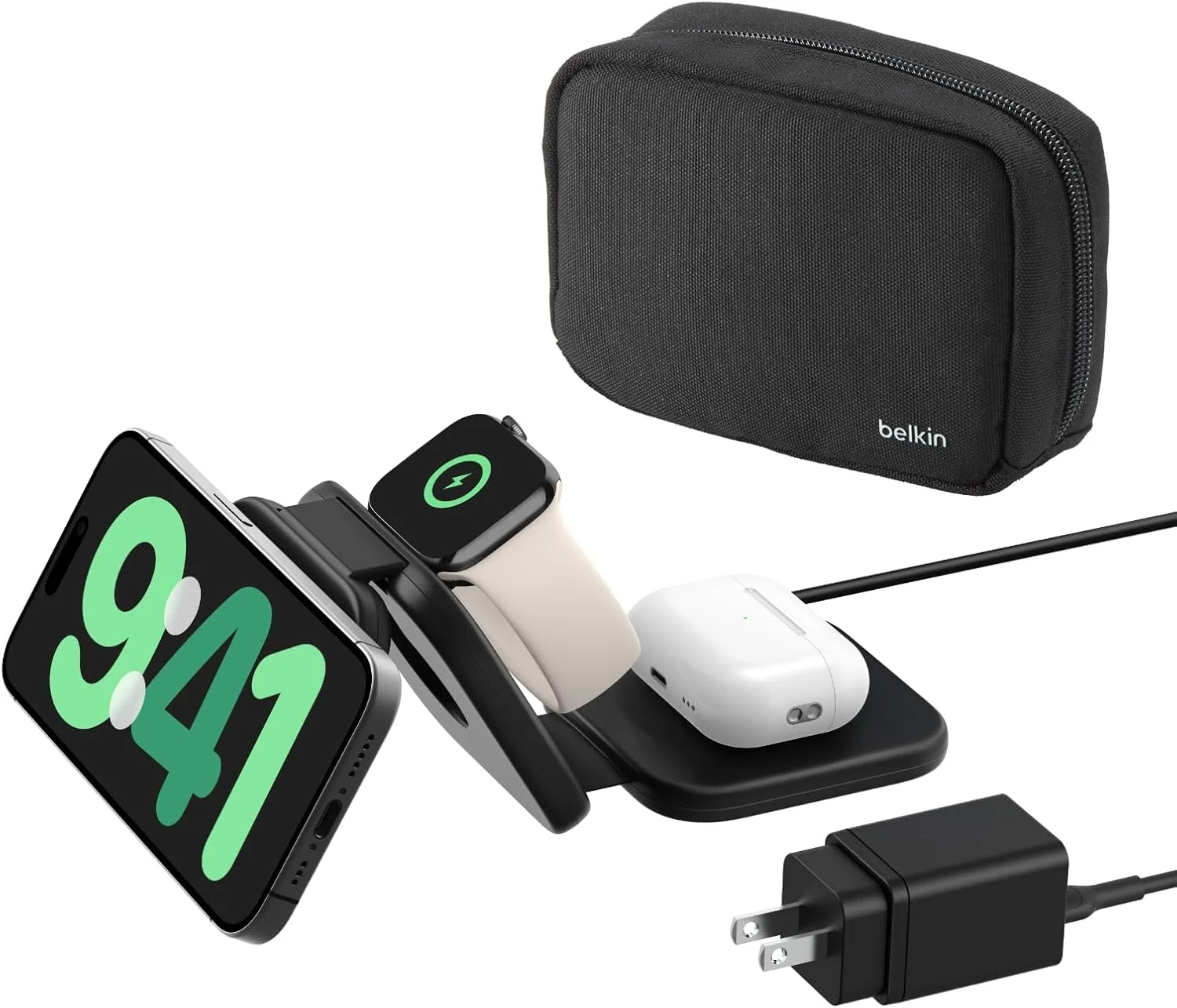 پد شارژ مسافرتی مغناطیسی 3 در 1 بلکین سازگار با MagSafe، شارژر بی سیم تاشو 15 واتی Qi2-Certified BoostCharge Pro، شارژر سازگار با MagSafe برای سری iPhone 16، Apple Watch، AirPods پد شارژ مسافرتی مغناطیسی 3 در 1 بلکین سازگار با MagSafe، شارژر بی سیم تاشو 15 واتی Qi2-Certified BoostCharge Pro، شارژر سازگار با MagSafe برای سری iPhone 16، Apple Watch، AirPods